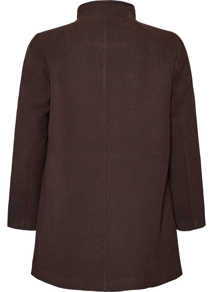 Manteau coupe &eacute;vas&eacute;e avec boutons dor&eacute;s, Marron, Packshot image number 1