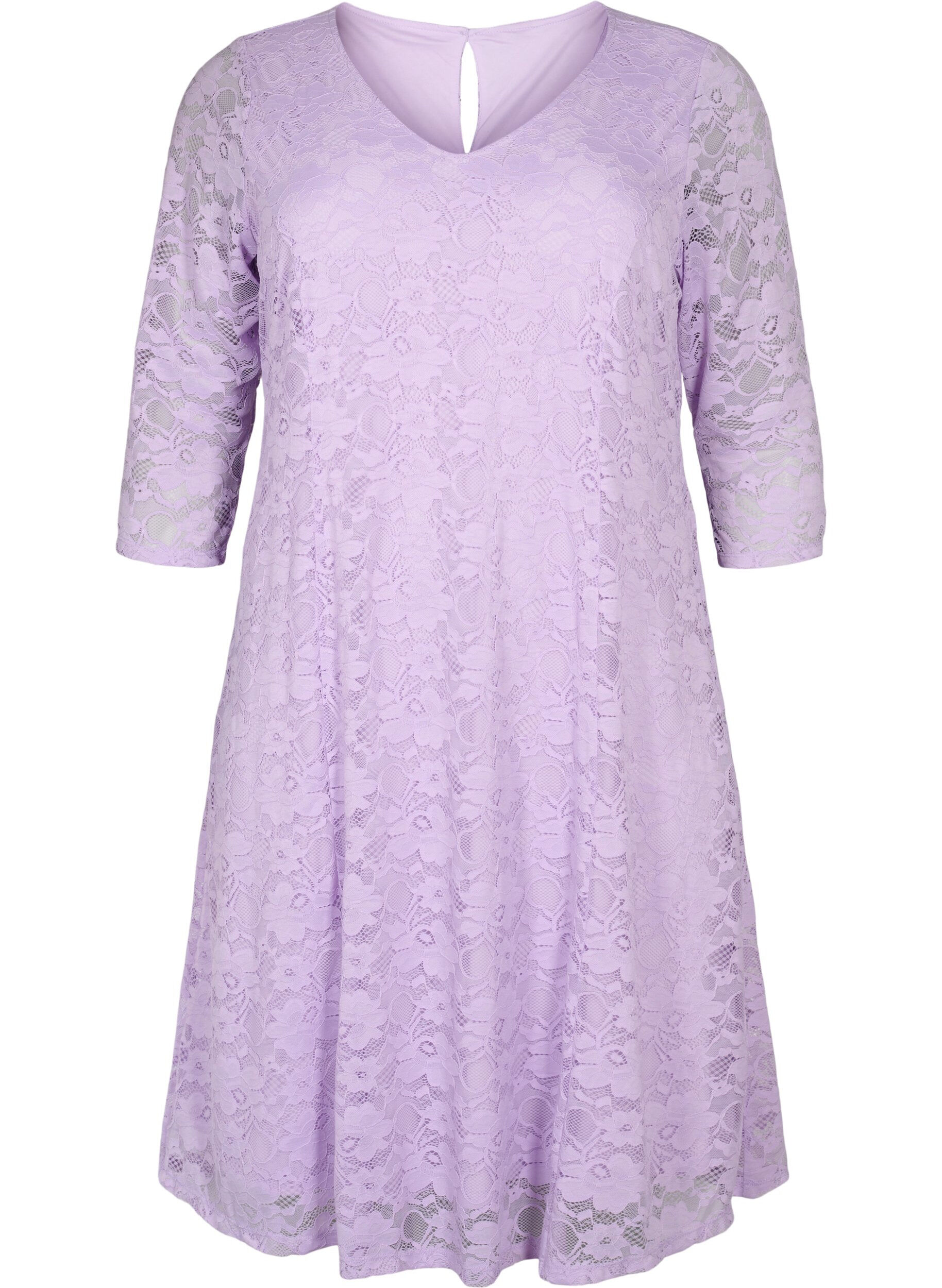 Zizzi Robe en dentelle manches 3/4, Lavendula, Packshot image number 0