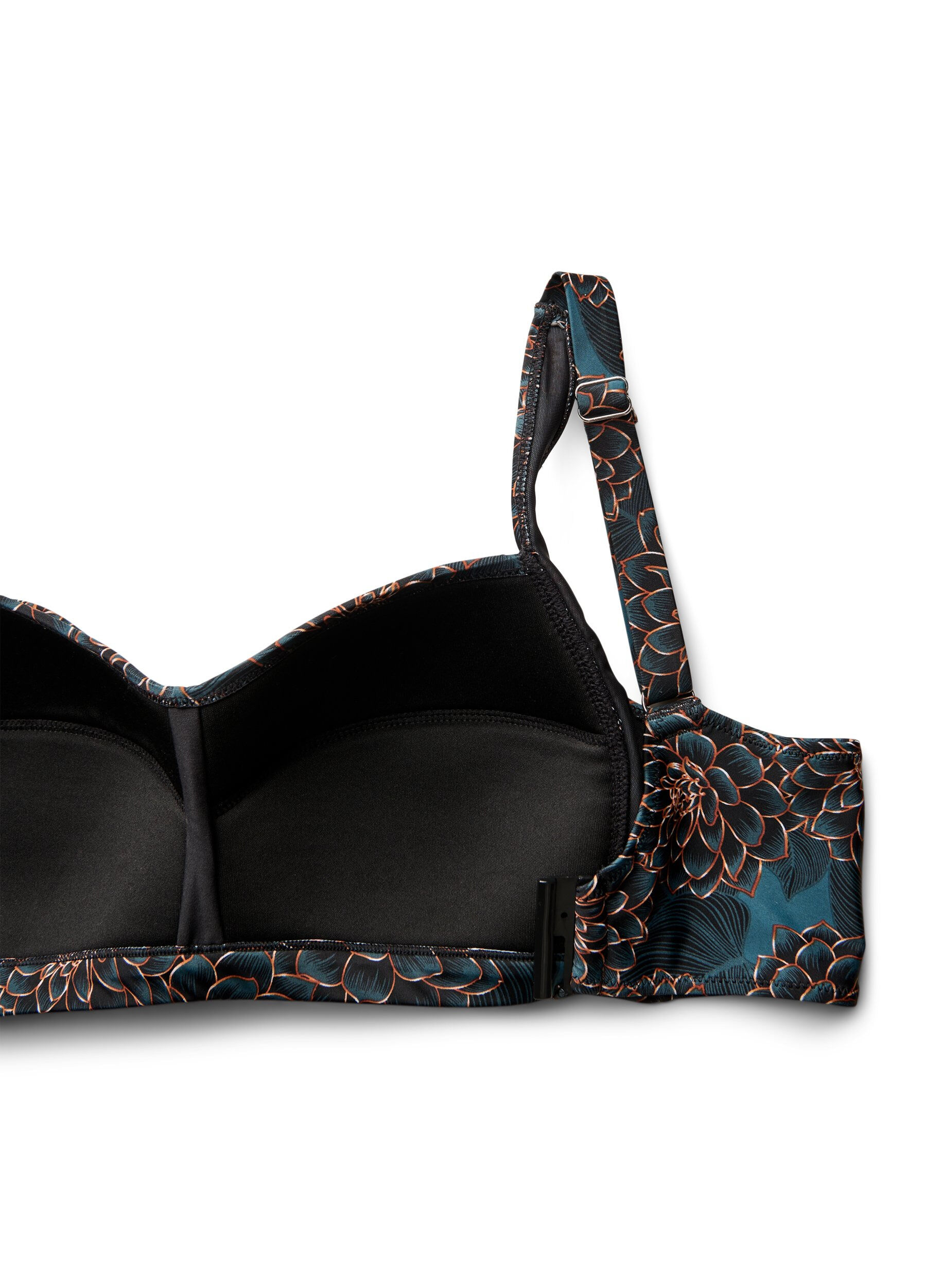 Zizzi Haut de bikini rembourr&eacute; et imprim&eacute;, Bleu p&eacute;trole, Packshot image number 3