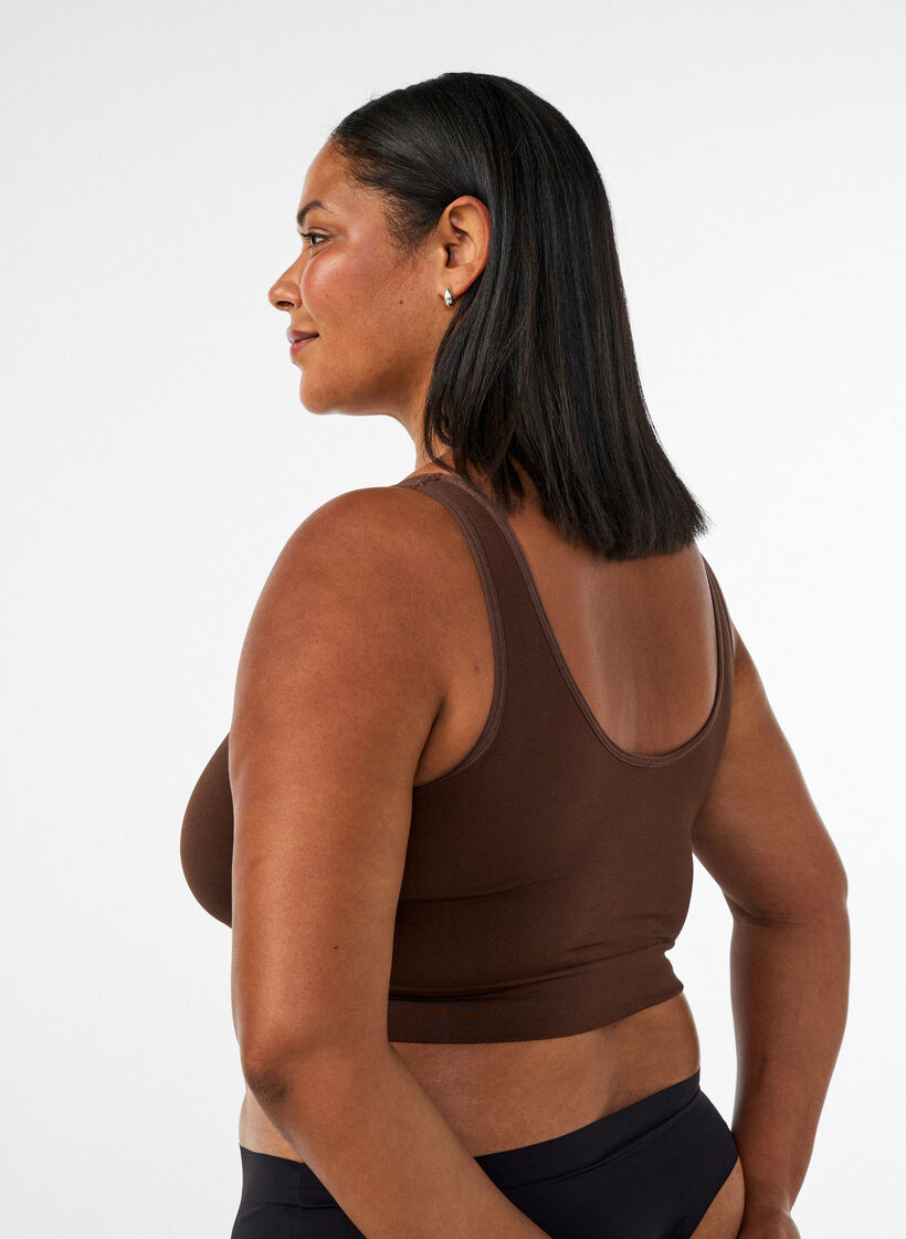 Soutien-gorge souple sans rembourrage, Marron, Model image number 2