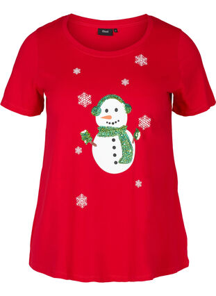T-shirt de Noël à sequins, Red, Packshot image number 0