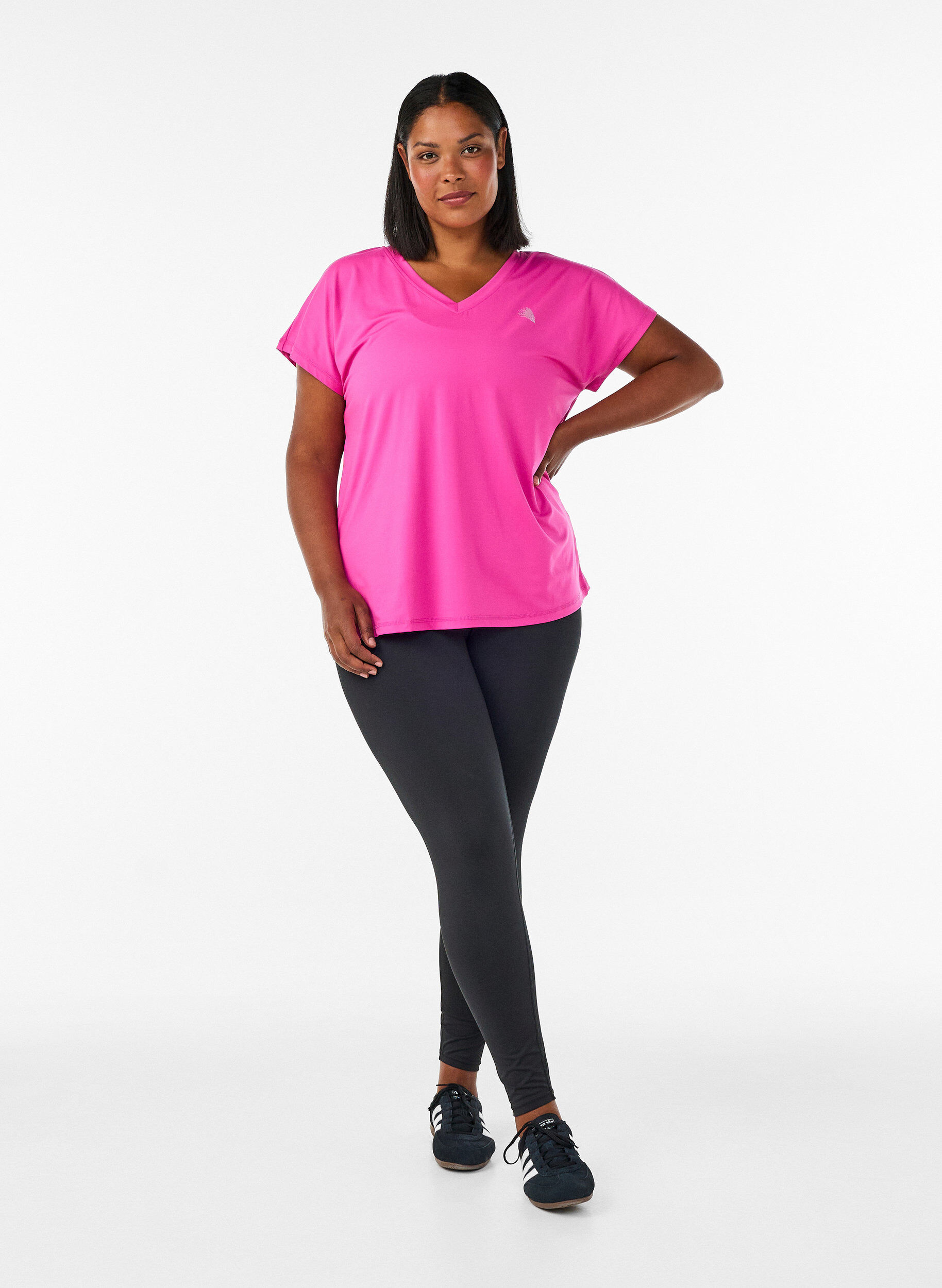 ZizziT-shirt de sport ample avec col en v, Rose, Model image number 1