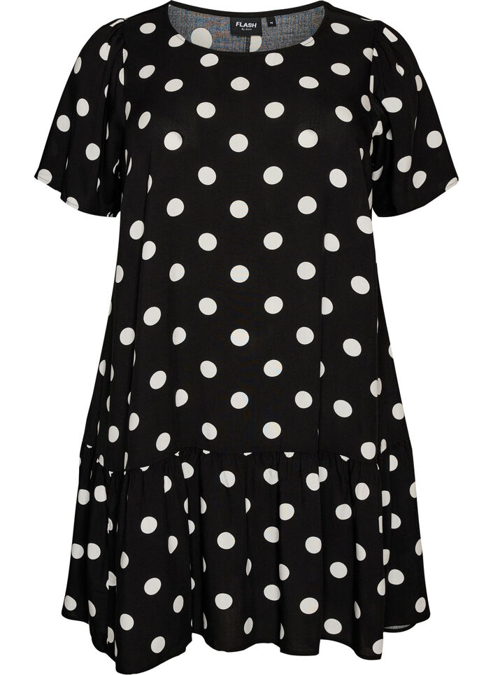 Robe en viscose avec d&eacute;coupe, Noir, Packshot image number 0