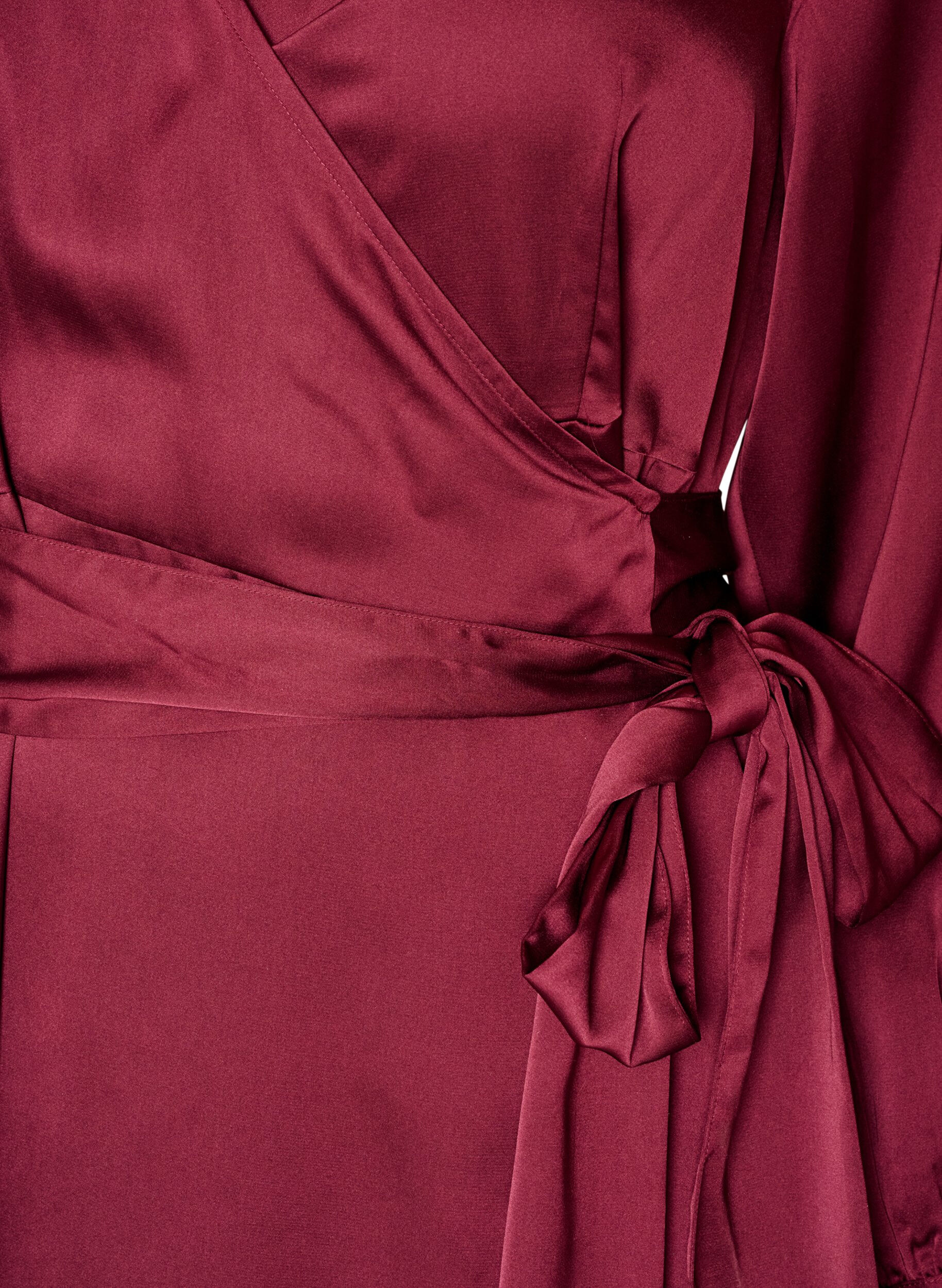 ZizziRobe courte en satin avec coupe portefeuille, Bordeaux, Packshot image number 2