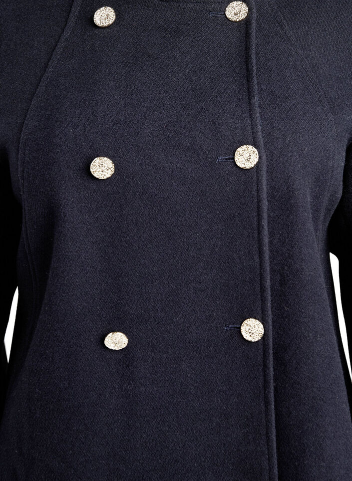 Manteau coupe &eacute;vas&eacute;e avec boutons dor&eacute;s, Bleu, Packshot image number 2