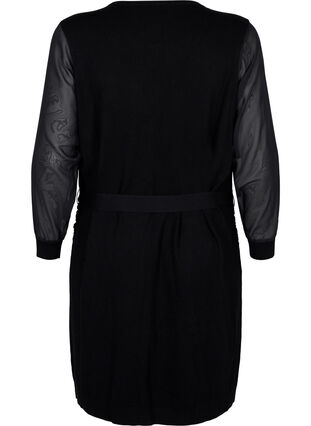 Robe en maille avec manches transparentes, Black, Packshot image number 1