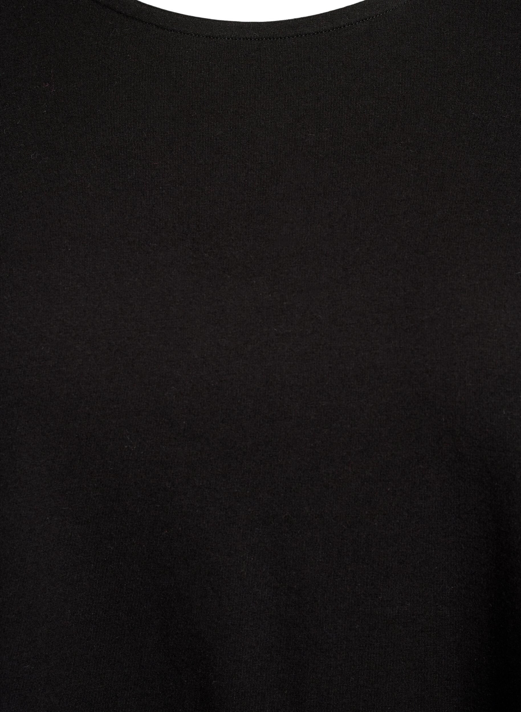 Zizzi Robe &agrave; manches longues avec col rond et imprim&eacute; z&egrave;bre, Black, Packshot image number 2