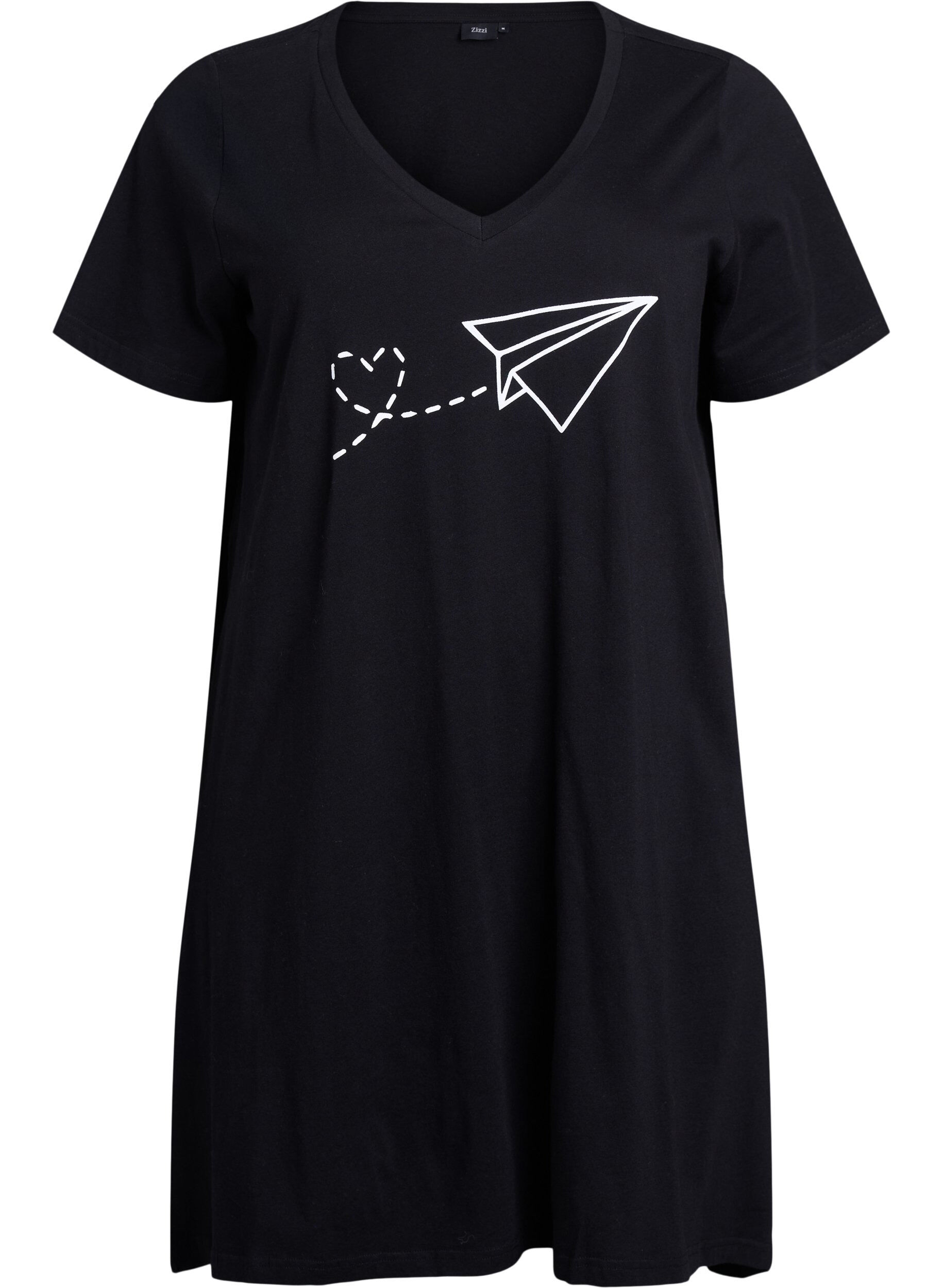 Chemise de nuit en coton biologique et &agrave; col en V