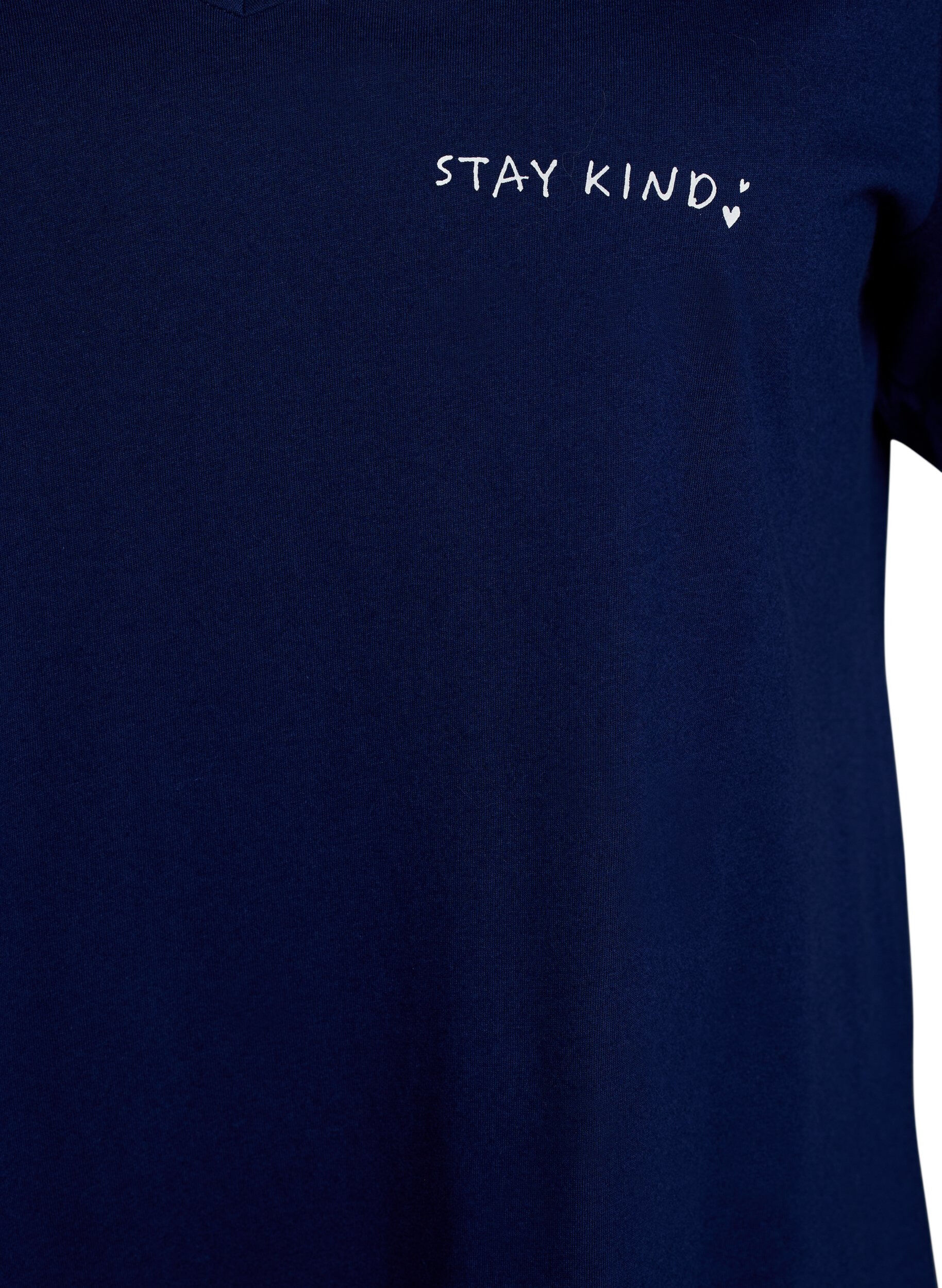 Zizzi Chemise de nuit en coton biologique et &agrave; col en V, Bleu, Packshot image number 2