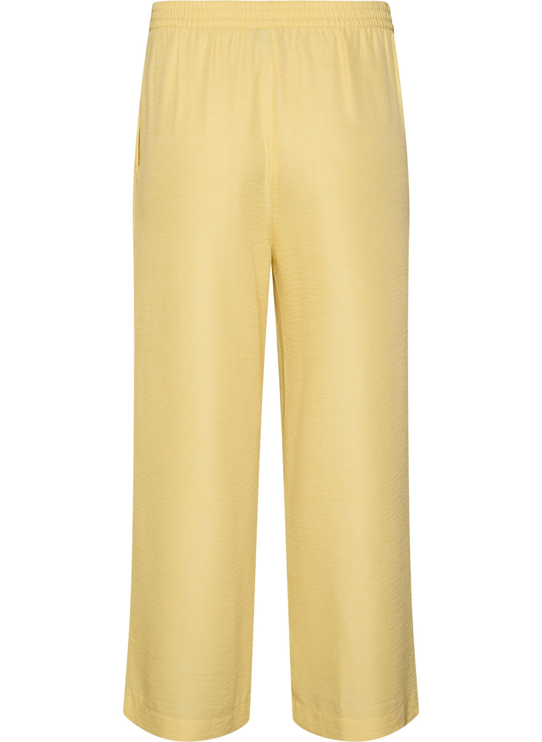 ZizziPantalon ample avec ceinture &eacute;lastique et poches, Jaune clair, Packshot image number 1