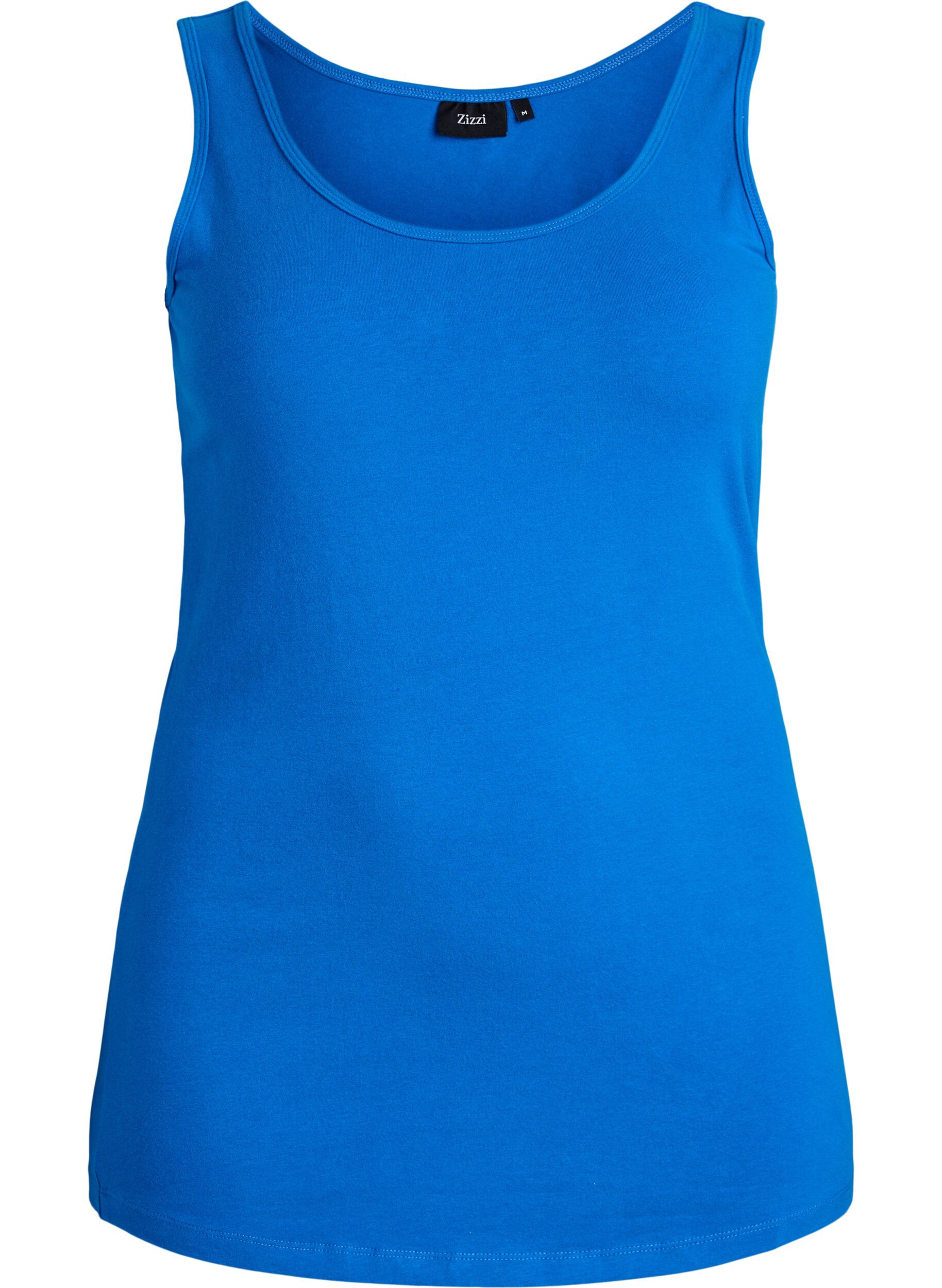 ZizziHaut uni Basic en coton, Bleu, Packshot image number 0