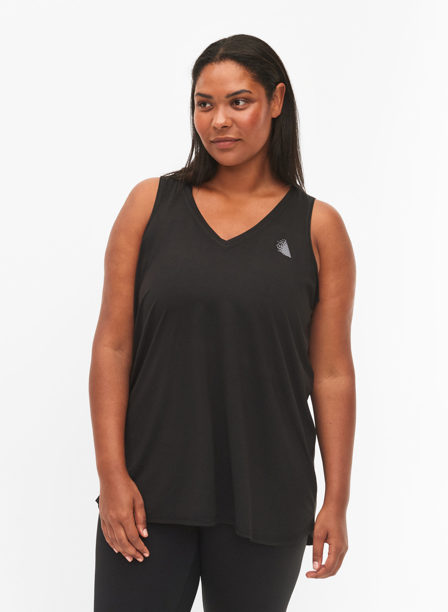 Zizzi Top de sport avec col en V, Noir, Model image number 0