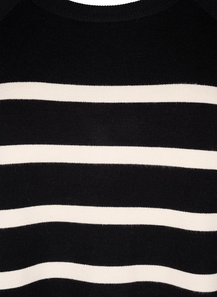 Chemisier rayé en tricot à manches 3/4, Black Birch Stripes, Packshot image number 2