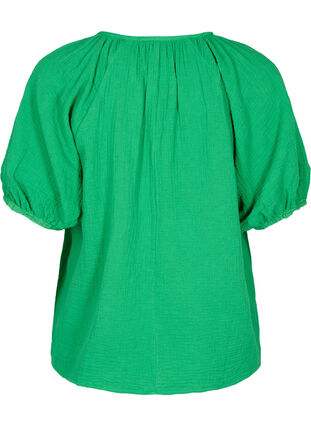 Blouse en coton à manches mi-longues, Bright Green, Packshot image number 1