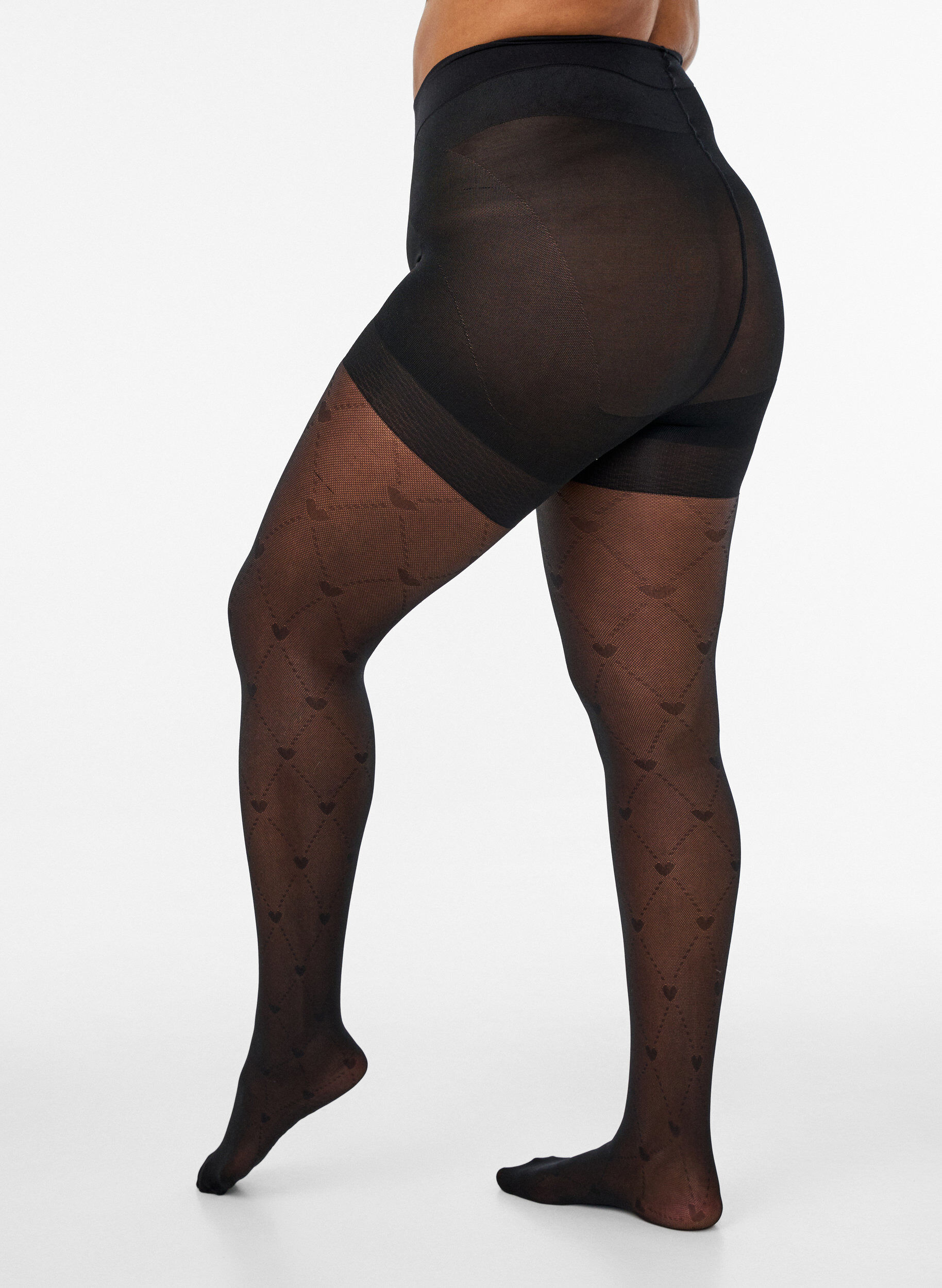 ZizziCollant push-up 50 deniers avec motif c&oelig;urs, Noir, Packshot image number 1