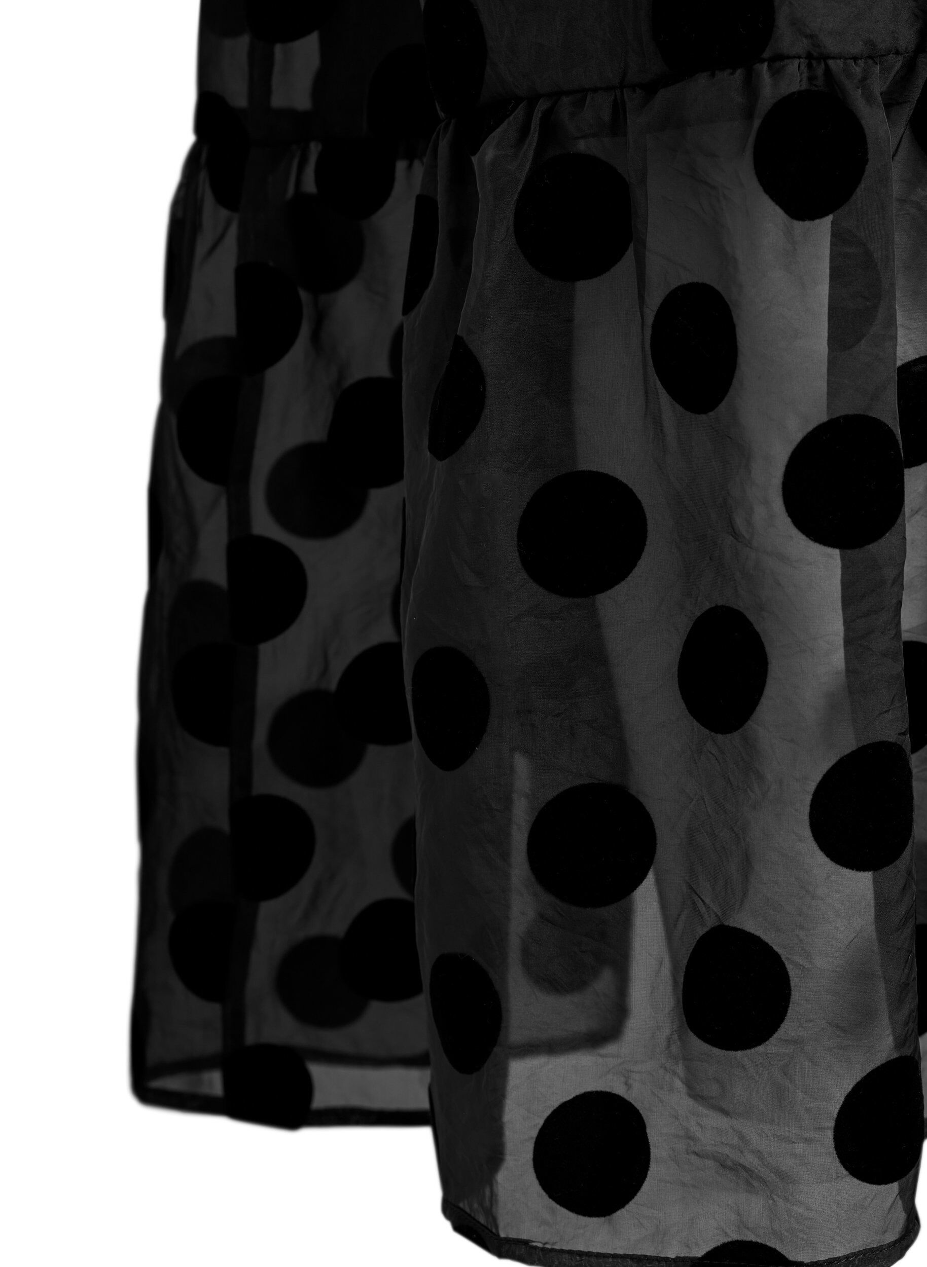 Zizzi Jupe midi aspect organza &agrave; pois en velours, Noir, Packshot image number 3