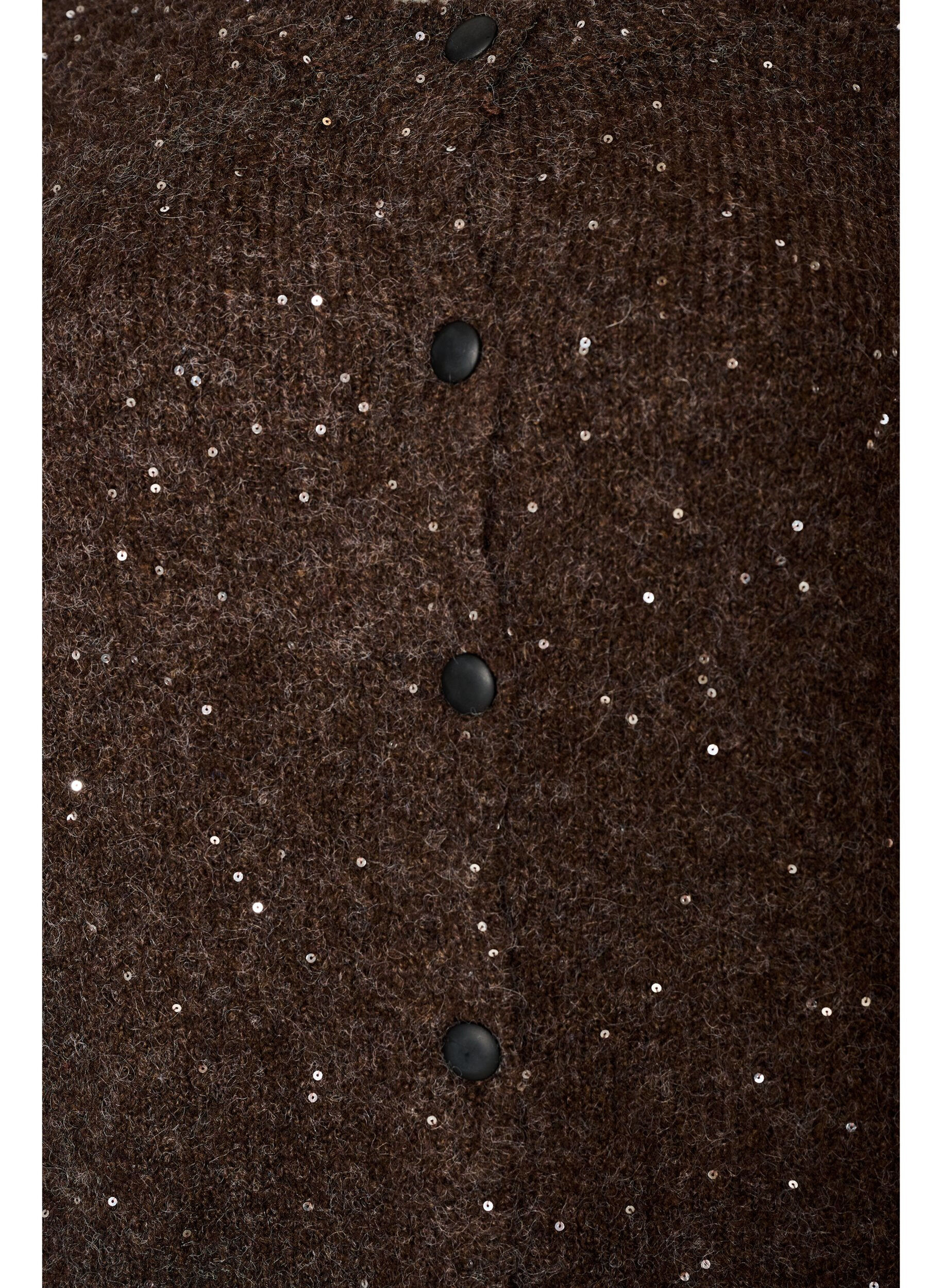 ZizziCardigan avec sequins et boutons, Marron, Packshot image number 2