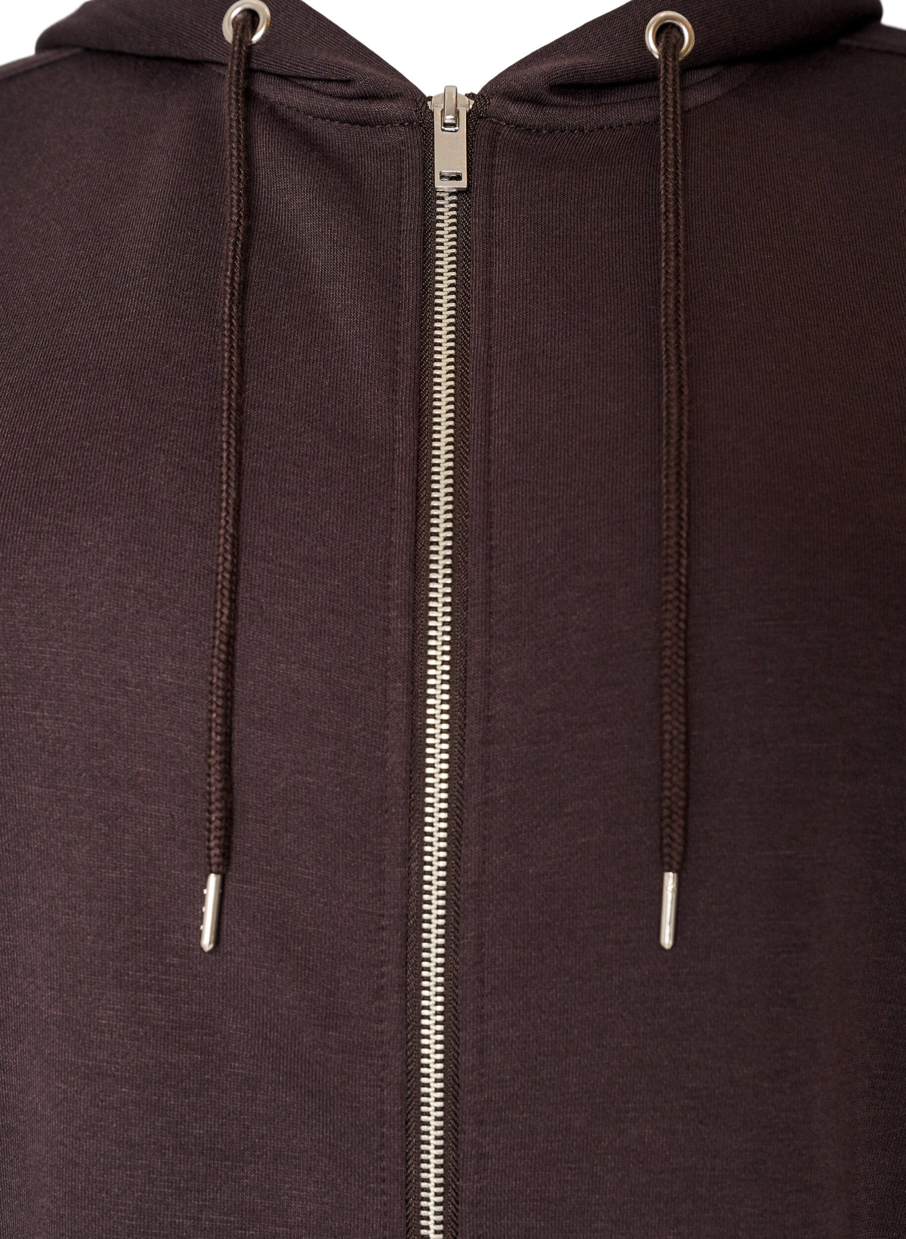 ZizziSweat &agrave; capuche long avec zip et poches, Marron, Packshot image number 2