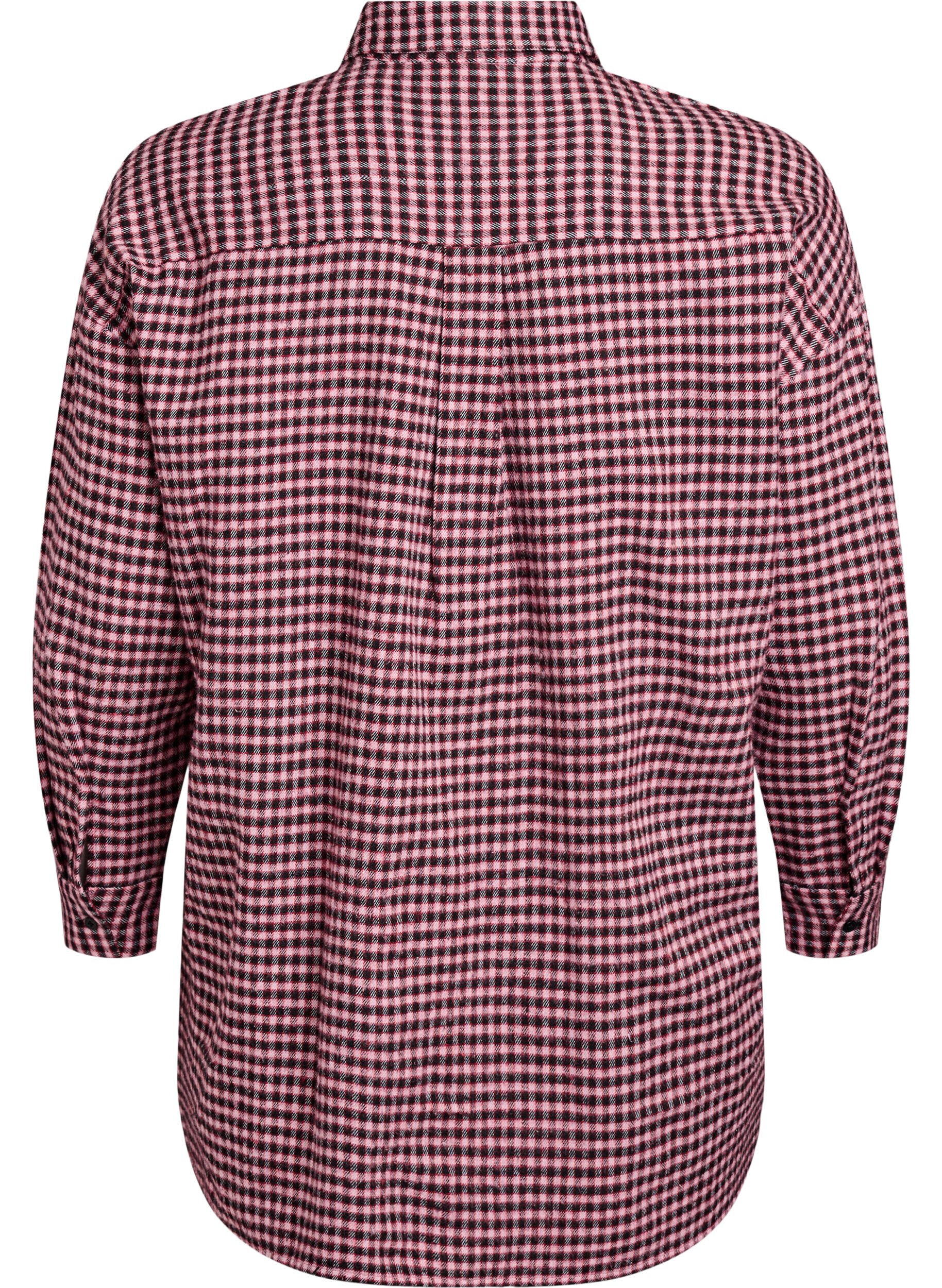 Zizzi Chemise longue &agrave; carreaux avec poches poitrine, Rouge, Packshot image number 1
