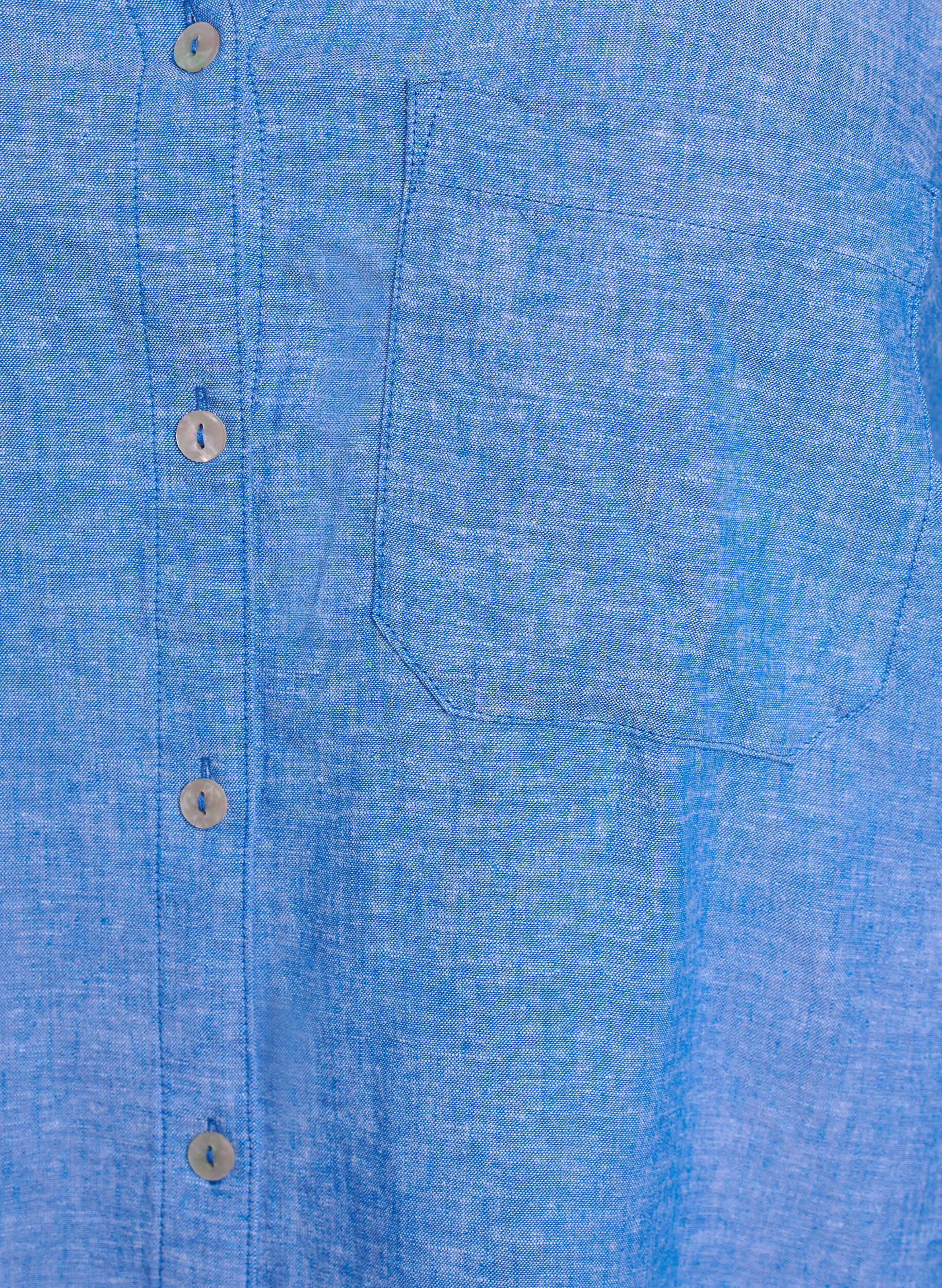 Zizzi Chemise en lin et viscose avec manches 3/4, Bleu, Packshot image number 3