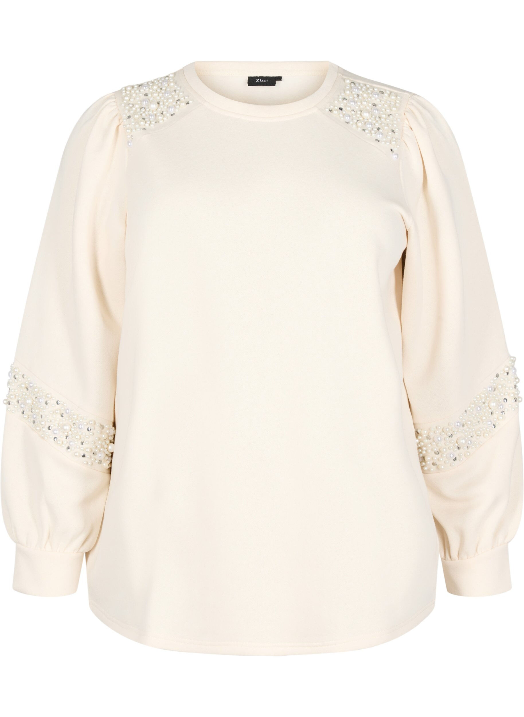 Zizzi Sweat-shirt avec d&eacute;tails en perles, Buttercream, Packshot image number 0