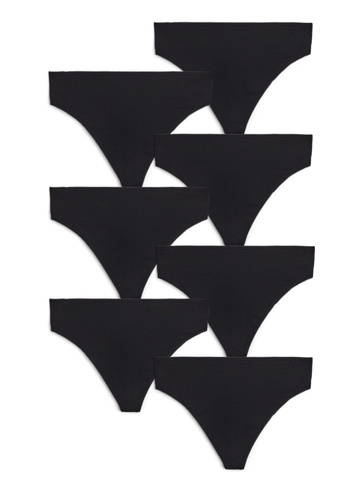 7-pack string en coton, Noir, Packshot image number 0