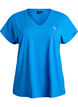 T-shirt ample de sport &agrave; col en V, Bleu, Packshot image number 0