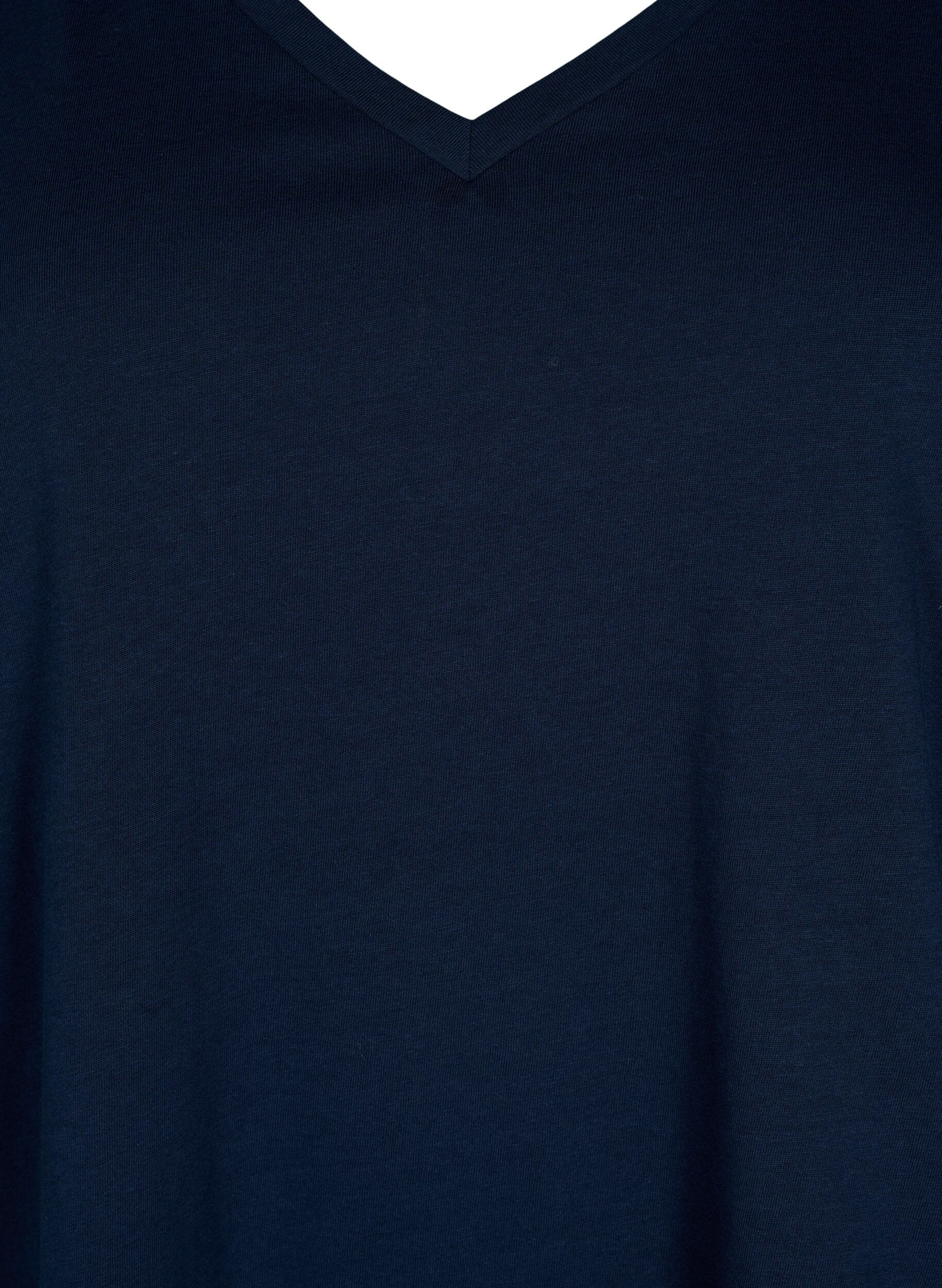 Zizzi T-shirt en coton &agrave; manches courtes en dentelle, Bleu, Packshot image number 2