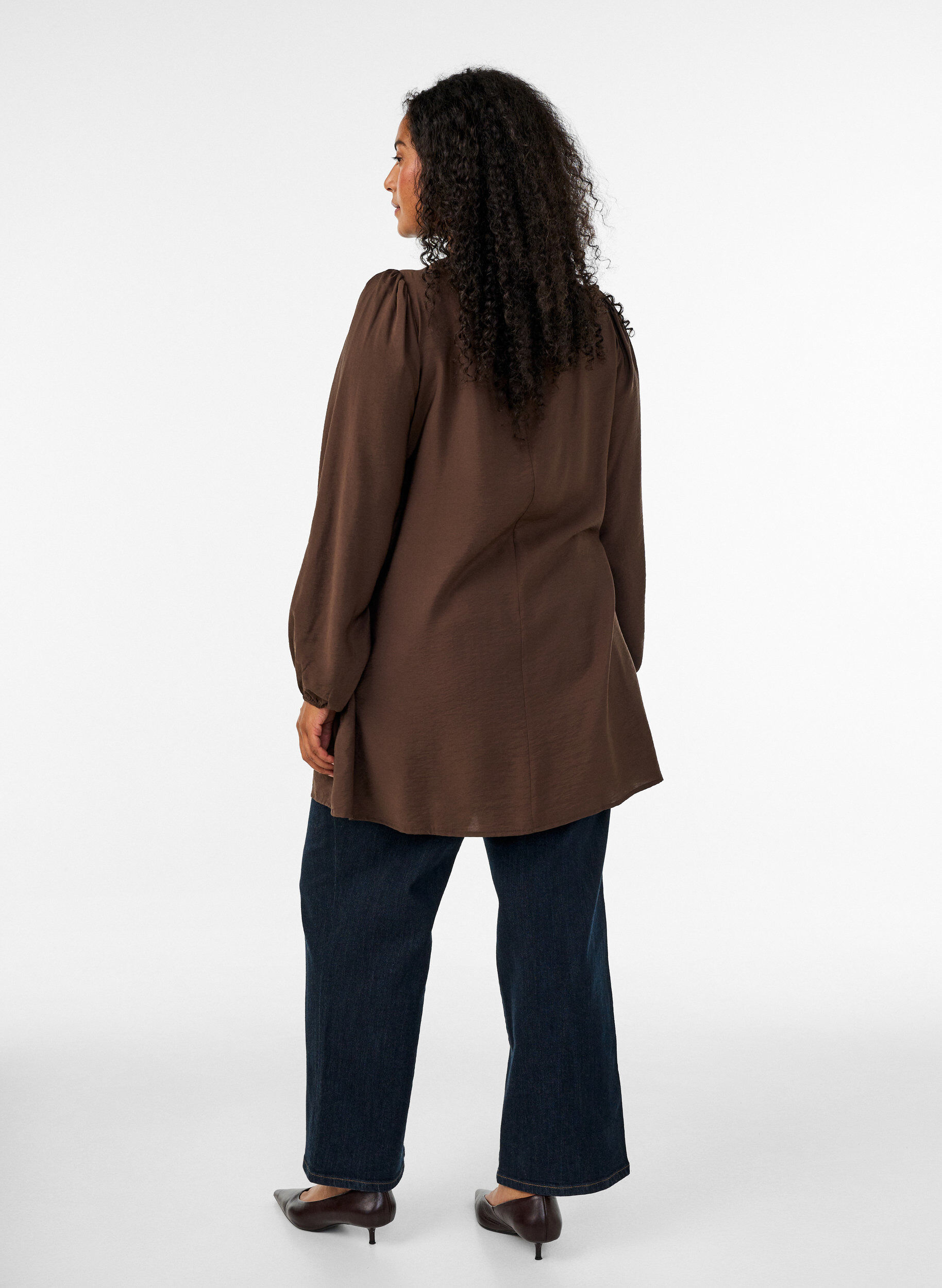 ZizziTunique en viscose avec dentelle, Marron, Model image number 2