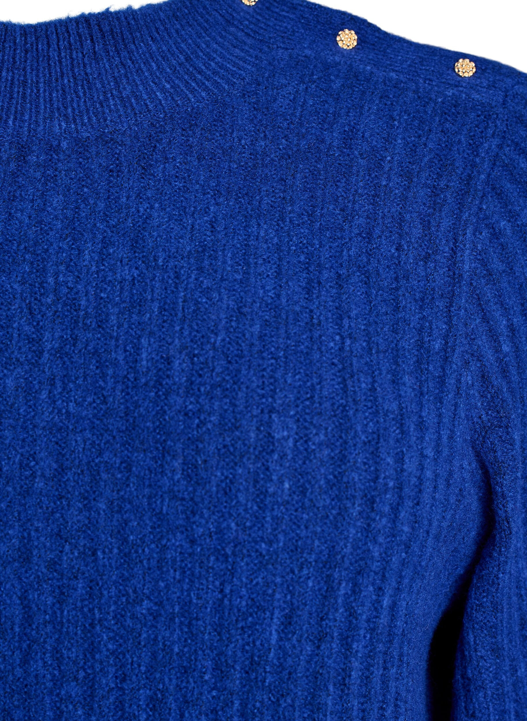 ZizziPull c&ocirc;tel&eacute; &agrave; manches bouffantes et boutons, Bleu, Packshot image number 2
