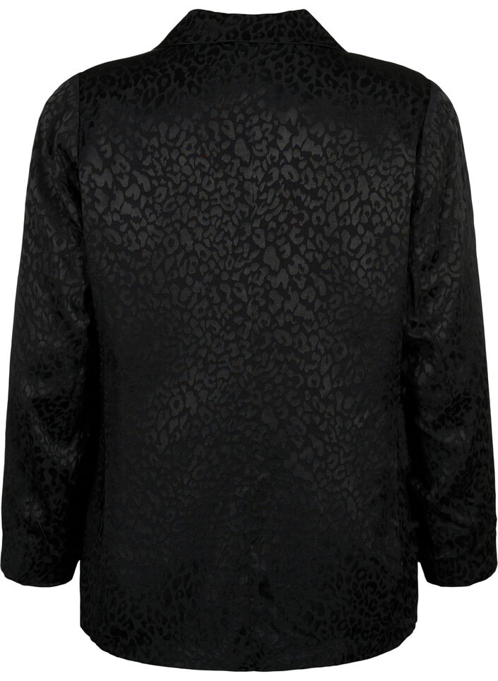 Blazer jacquard ton sur ton en viscose, Black, Packshot image number 1