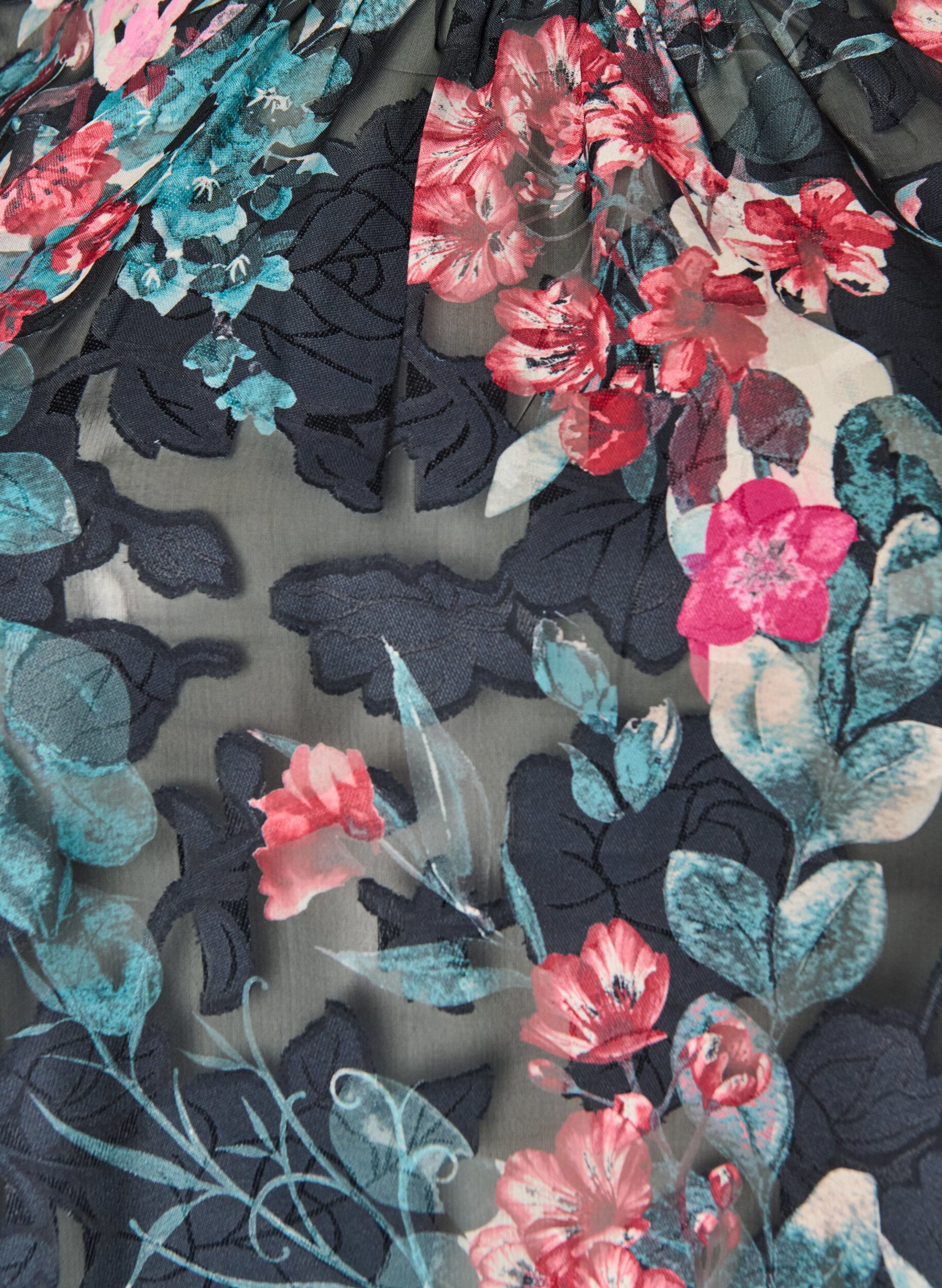ZizziBlouse fleurie &agrave; la texture tiss&eacute;e, Noir, Packshot image number 2
