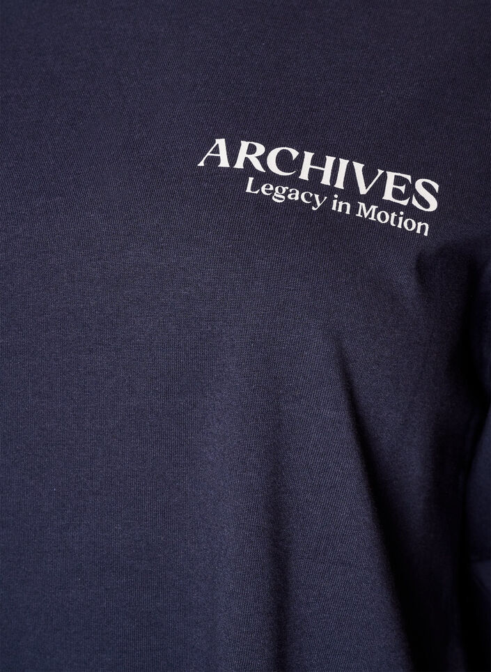 Blouse en jersey &agrave; manches longues avec inscription, Bleu, Packshot image number 2