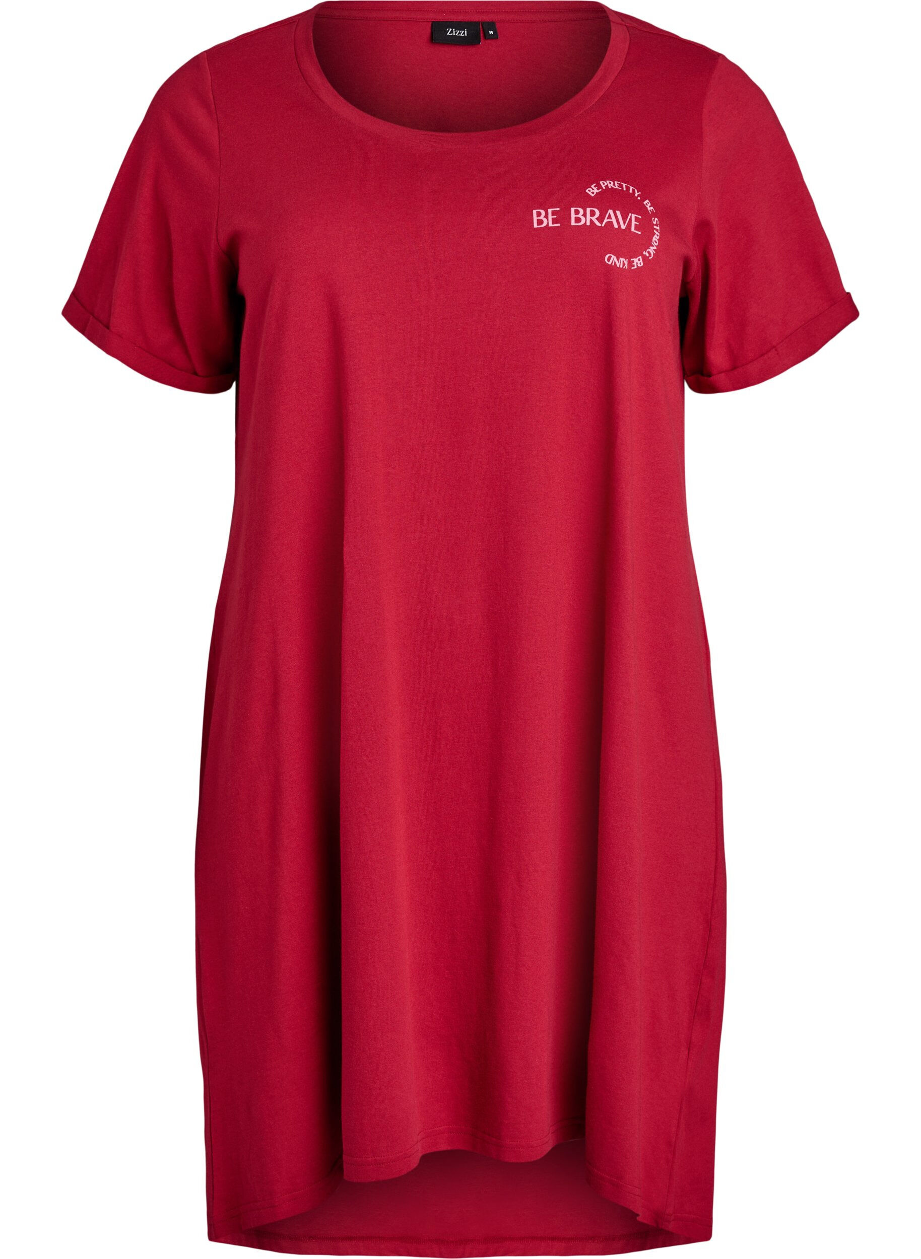 ZizziChemise de nuit &agrave; manches courtes en coton biologique, Rouge, Packshot image number 0