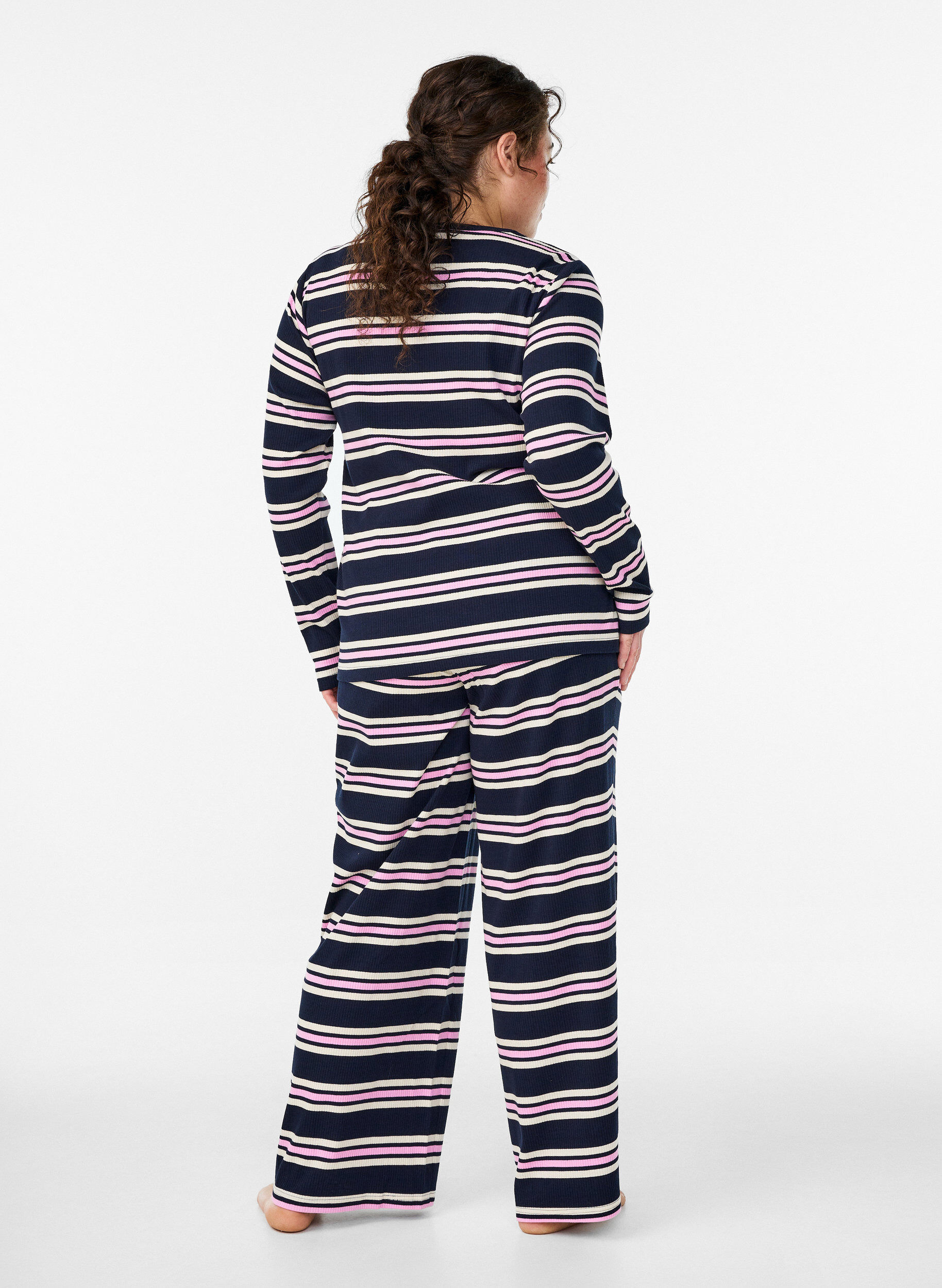 ZizziBas de pyjama &agrave; rayures et coupe ample, Bleu, Model image number 2