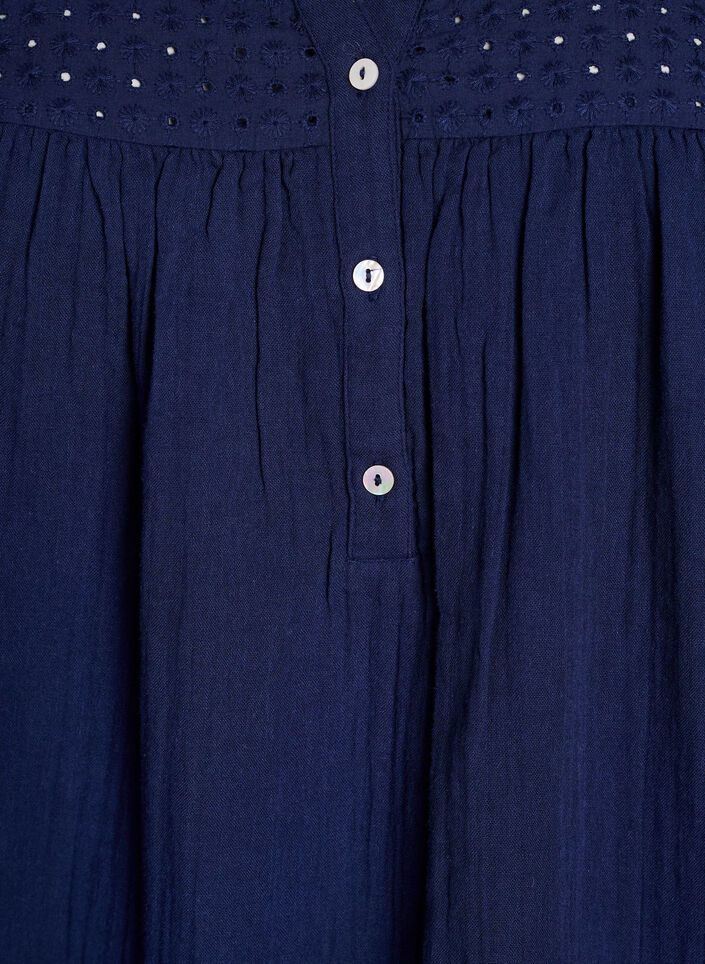 Tunique en mousseline de coton avec broderie anglaise, Bleu, Packshot image number 2