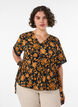 Blouse fleurie en coton avec lien &agrave; nouer, Orange, Model image number 0