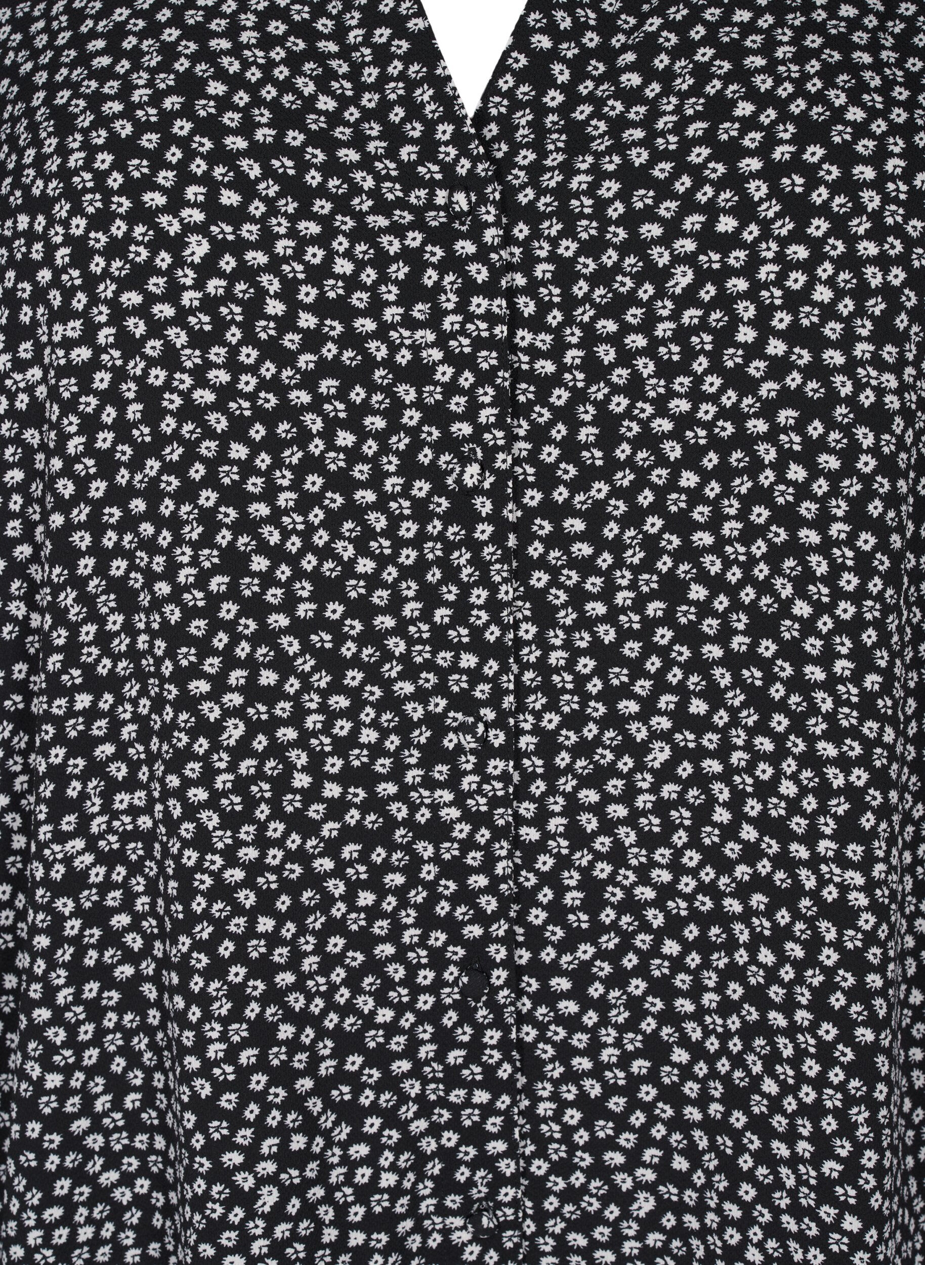 Zizzi Robes midi &agrave; manches longues, Black Small Flower, Packshot image number 2