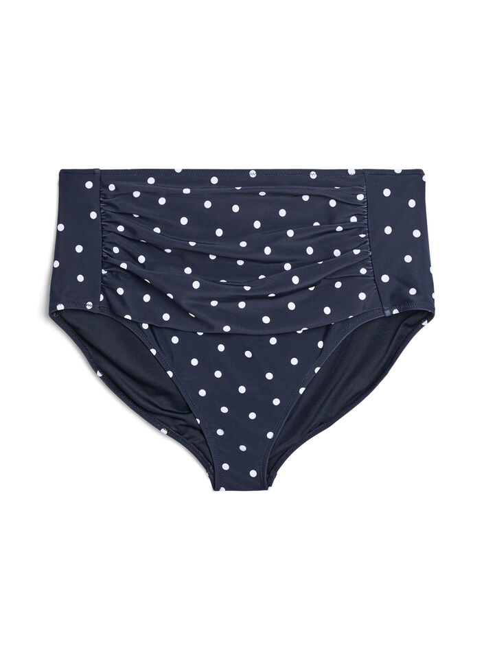 Culotte de bikini taille haute à motif, Noir, Packshot image number 0