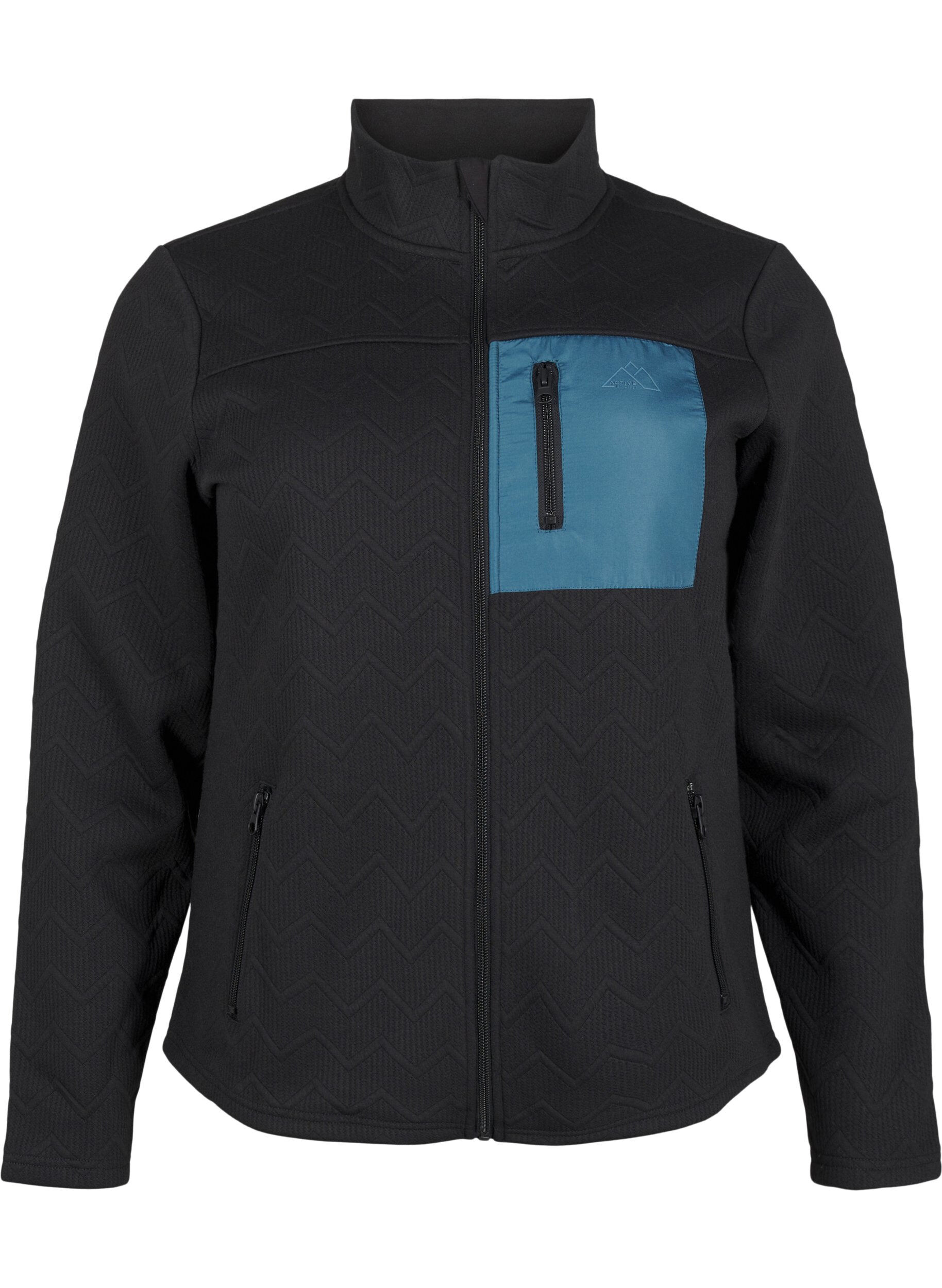 Zizzi Veste de sport polaire avec poches, Noir, Packshot image number 0
