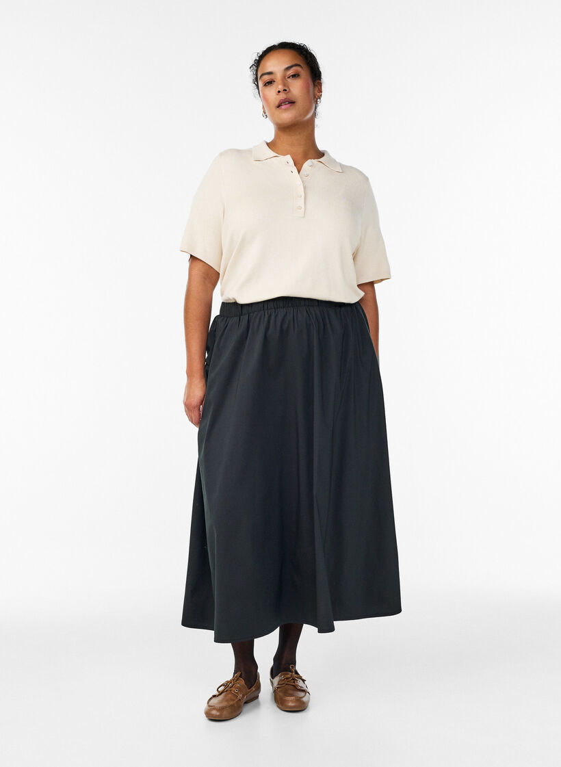 Polo en maille fine &agrave; manches courtes, Beige, Model image number 0