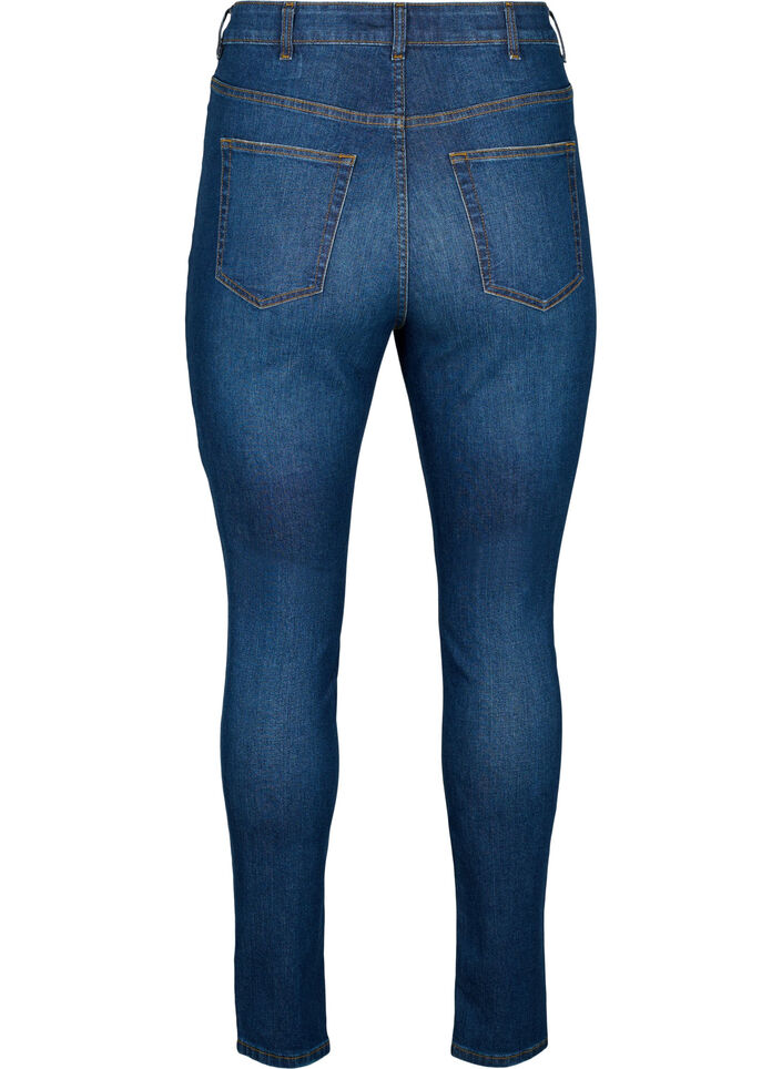 Jean Amy super mince avec destruction et taille haute, Dark blue, Packshot image number 1