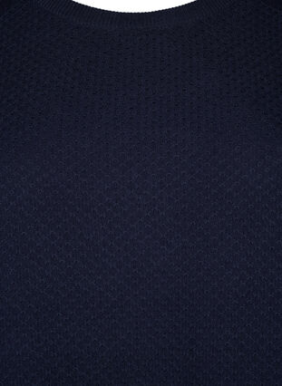 Pull en coton biologique avec motif texturé, Navy Blazer, Packshot image number 2