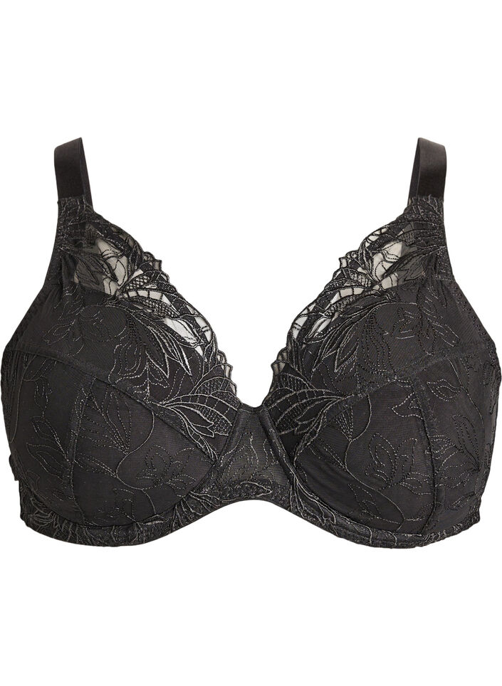 Soutien-gorge rembourr&eacute; en dentelle avec armatures, Noir, Packshot image number 0