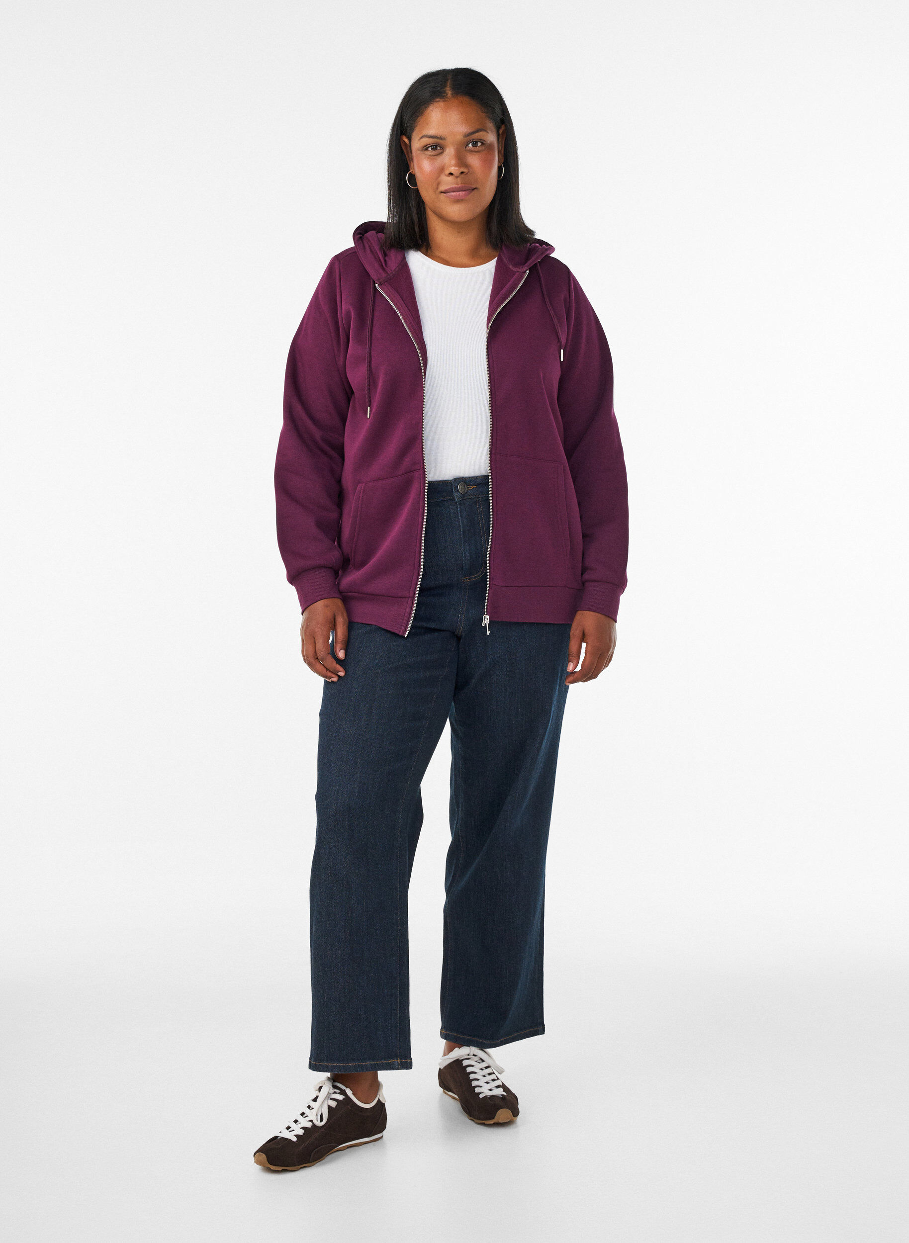 ZizziSweat &agrave; capuche zipp&eacute; avec poches, Violet, Model image number 1
