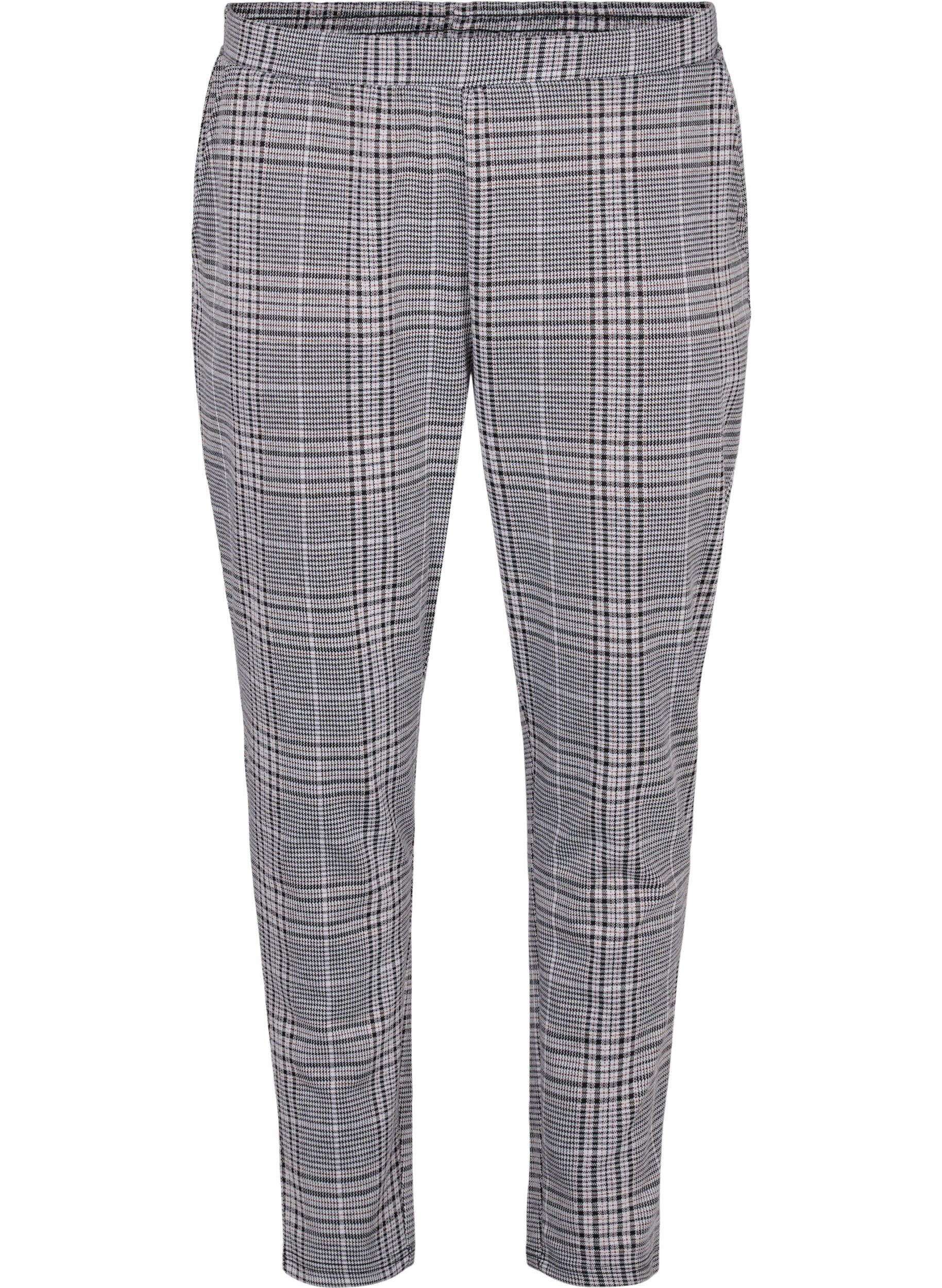 Zizzi Pantalon court Maddison &agrave; carreaux, Black Check, Packshot image number 0