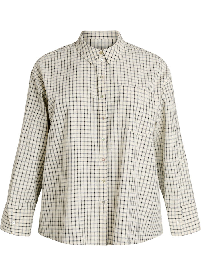 Chemise &agrave; carreaux avec une poche poitrine, Blanc, Packshot image number 0