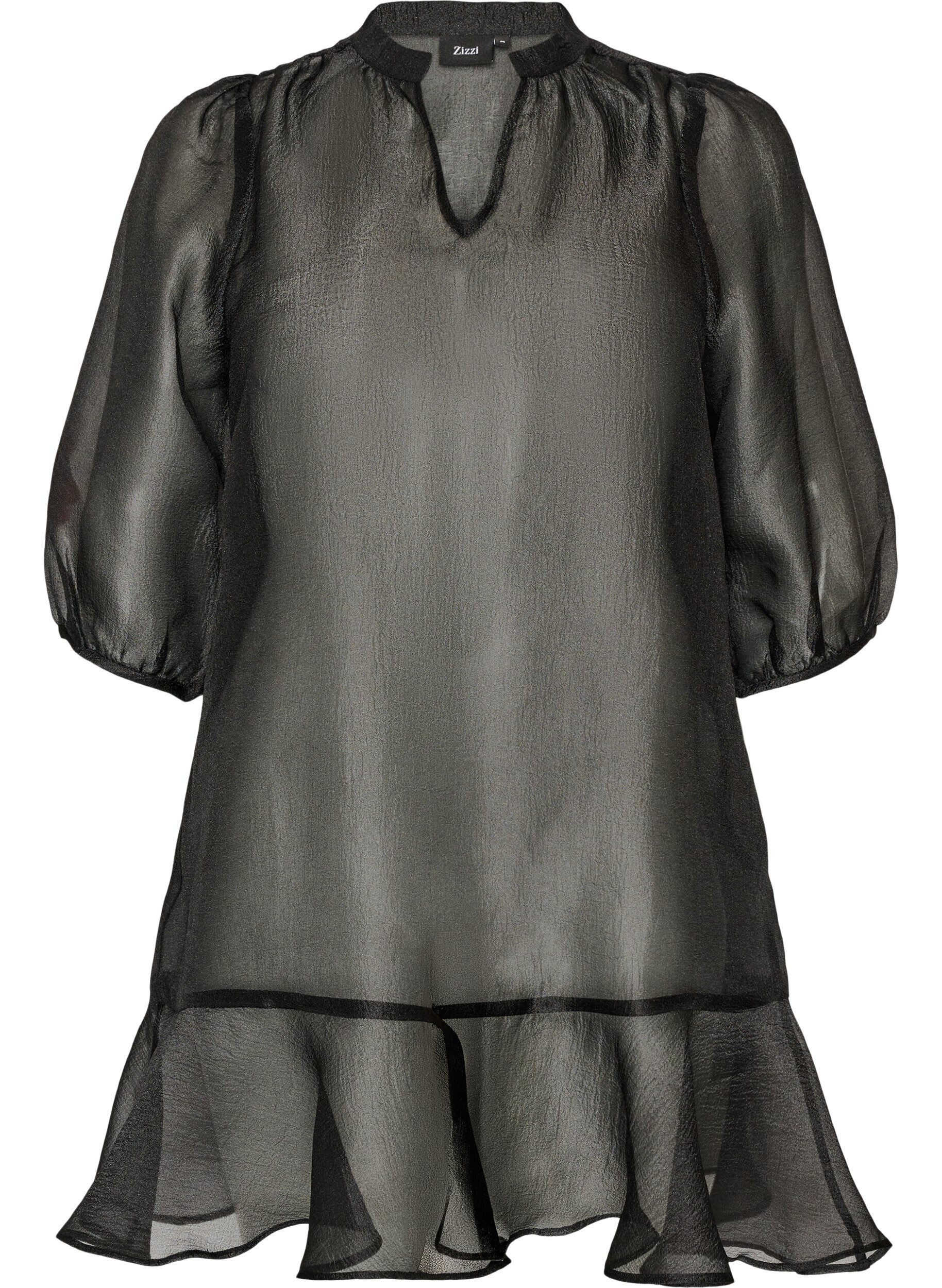 ZizziRobe courte en organza avec ourlet &agrave; volants, Noir, Packshot image number 0