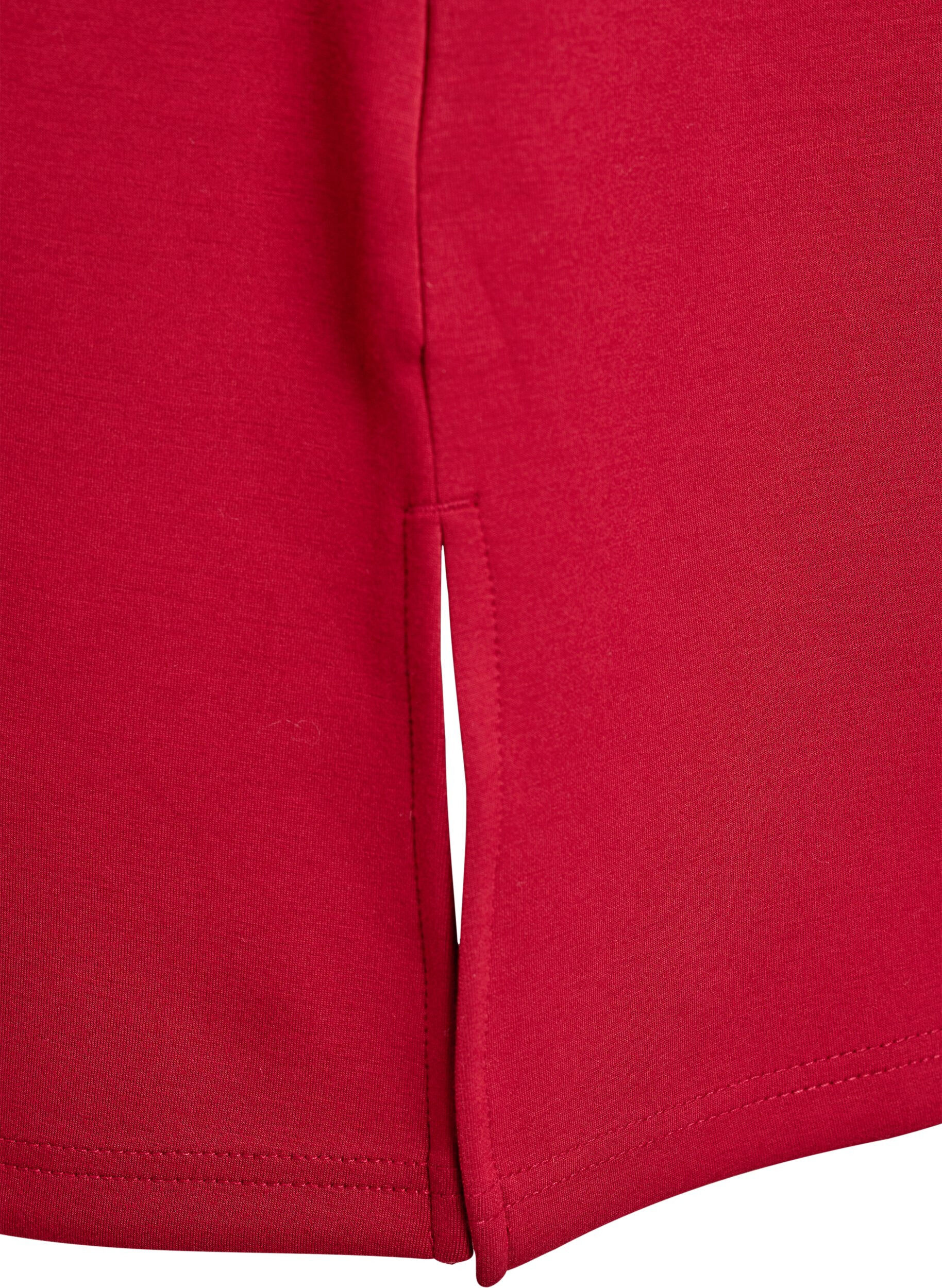 Zizzi Robe t-shirt en jersey avec fentes lat&eacute;rales, Bordeaux, Packshot image number 3