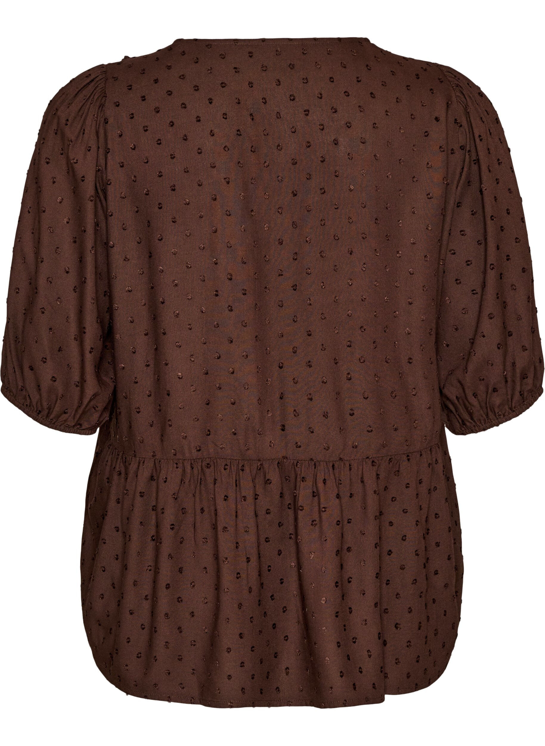 ZizziBlouse en viscose avec texture &agrave; pois et col V, Marron, Packshot image number 1